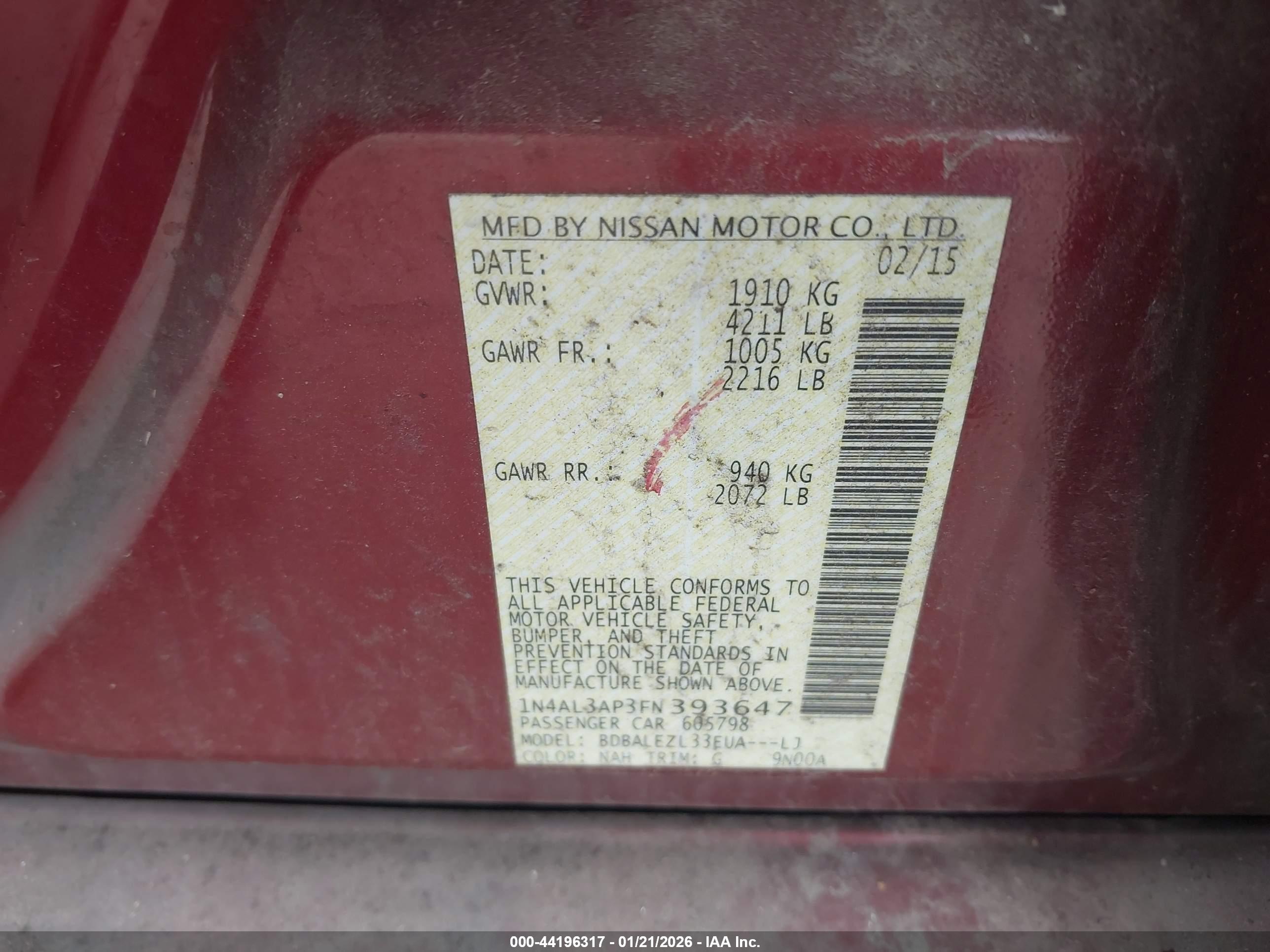 NISSAN ALTIMA image 9