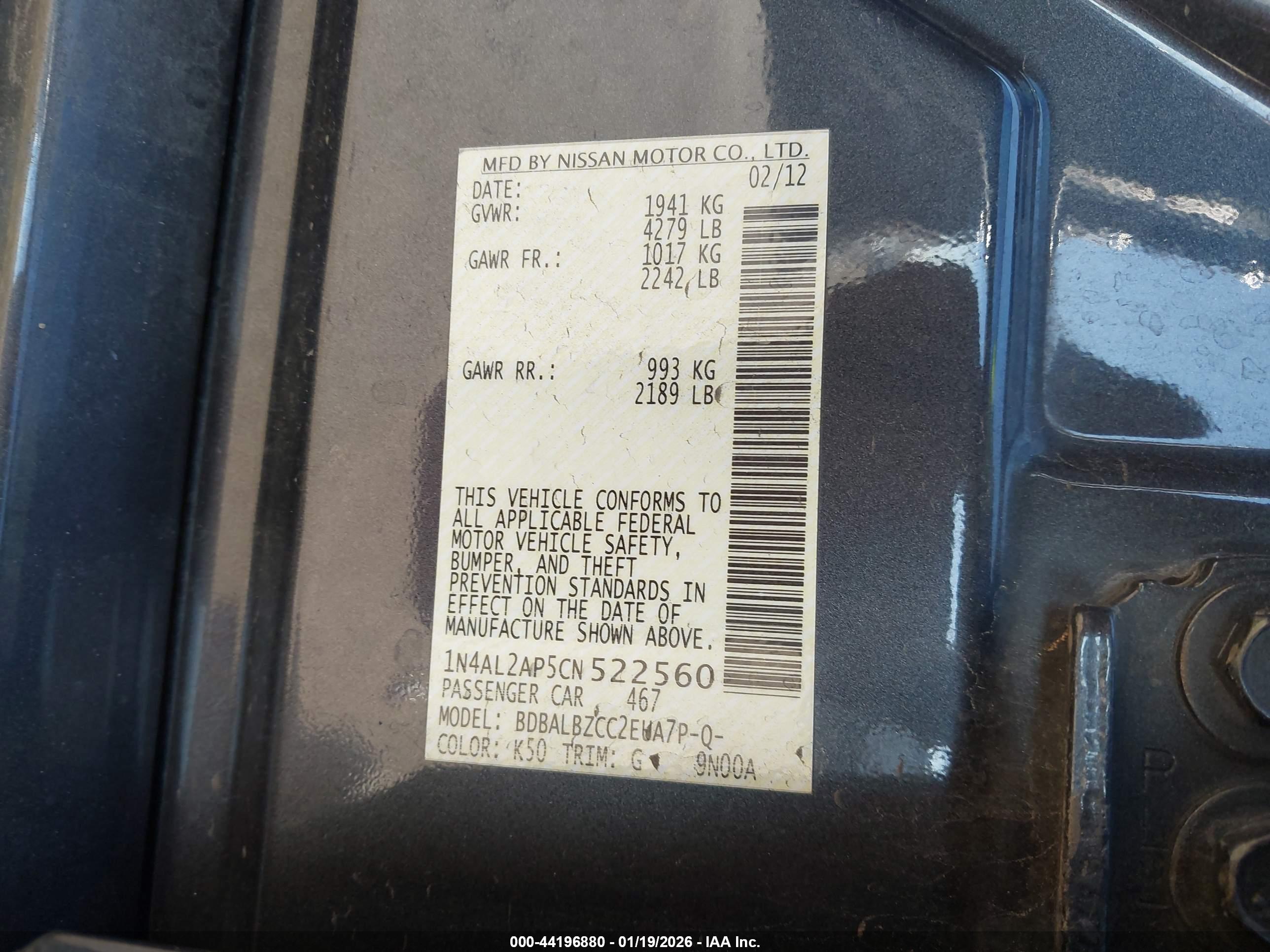 NISSAN ALTIMA image 9