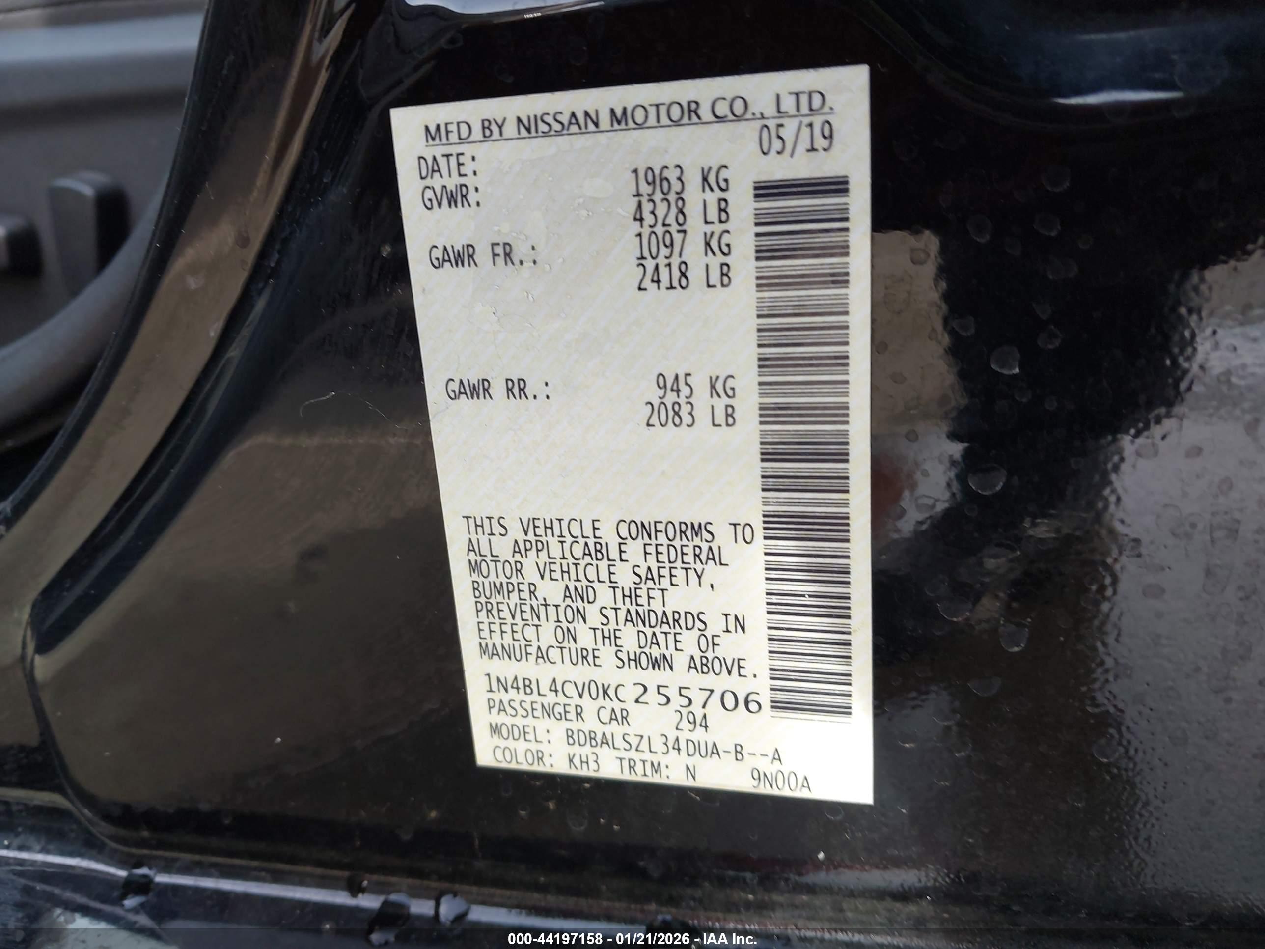 NISSAN ALTIMA image 9