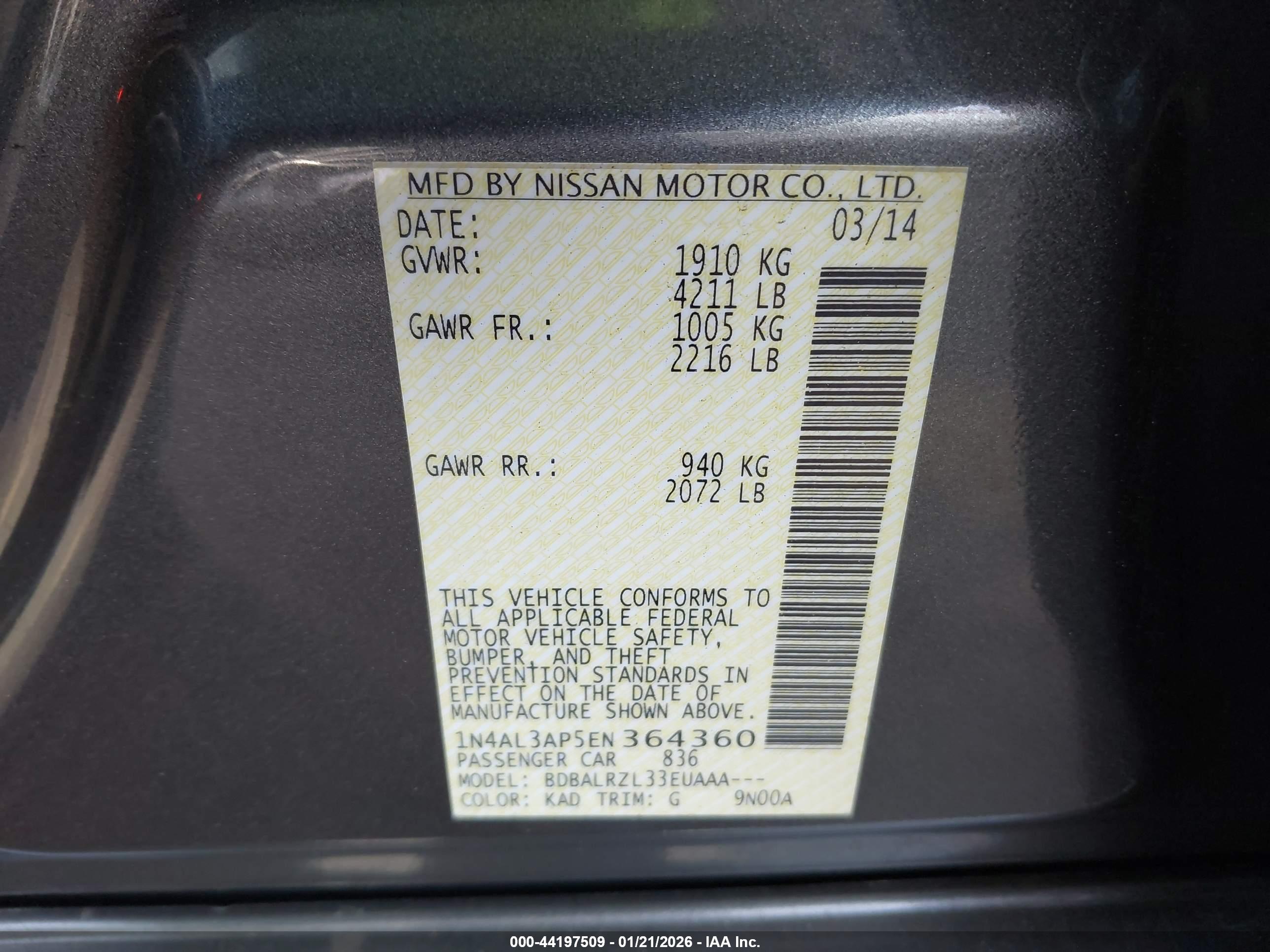NISSAN ALTIMA image 9