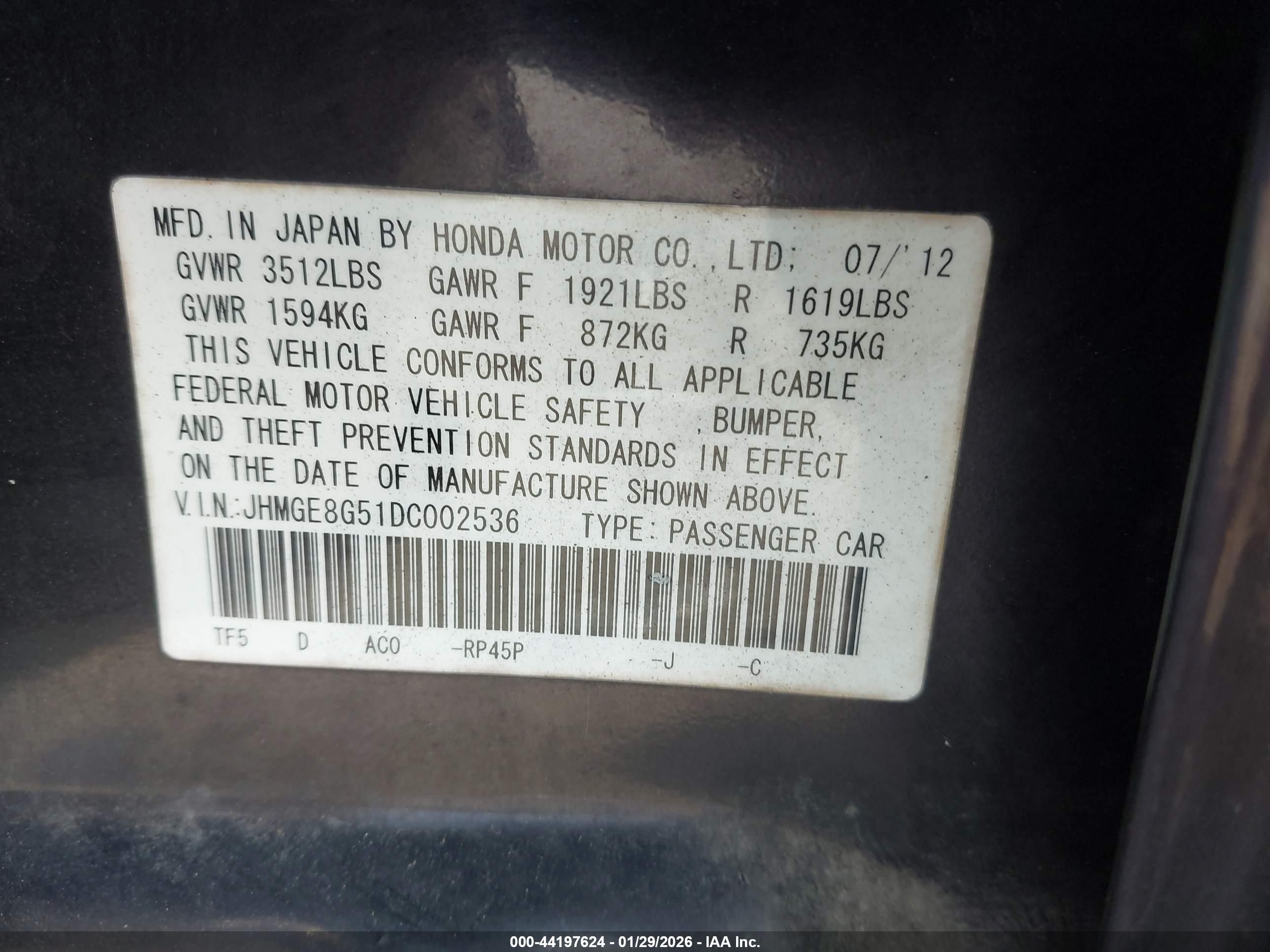 HONDA FIT image 9