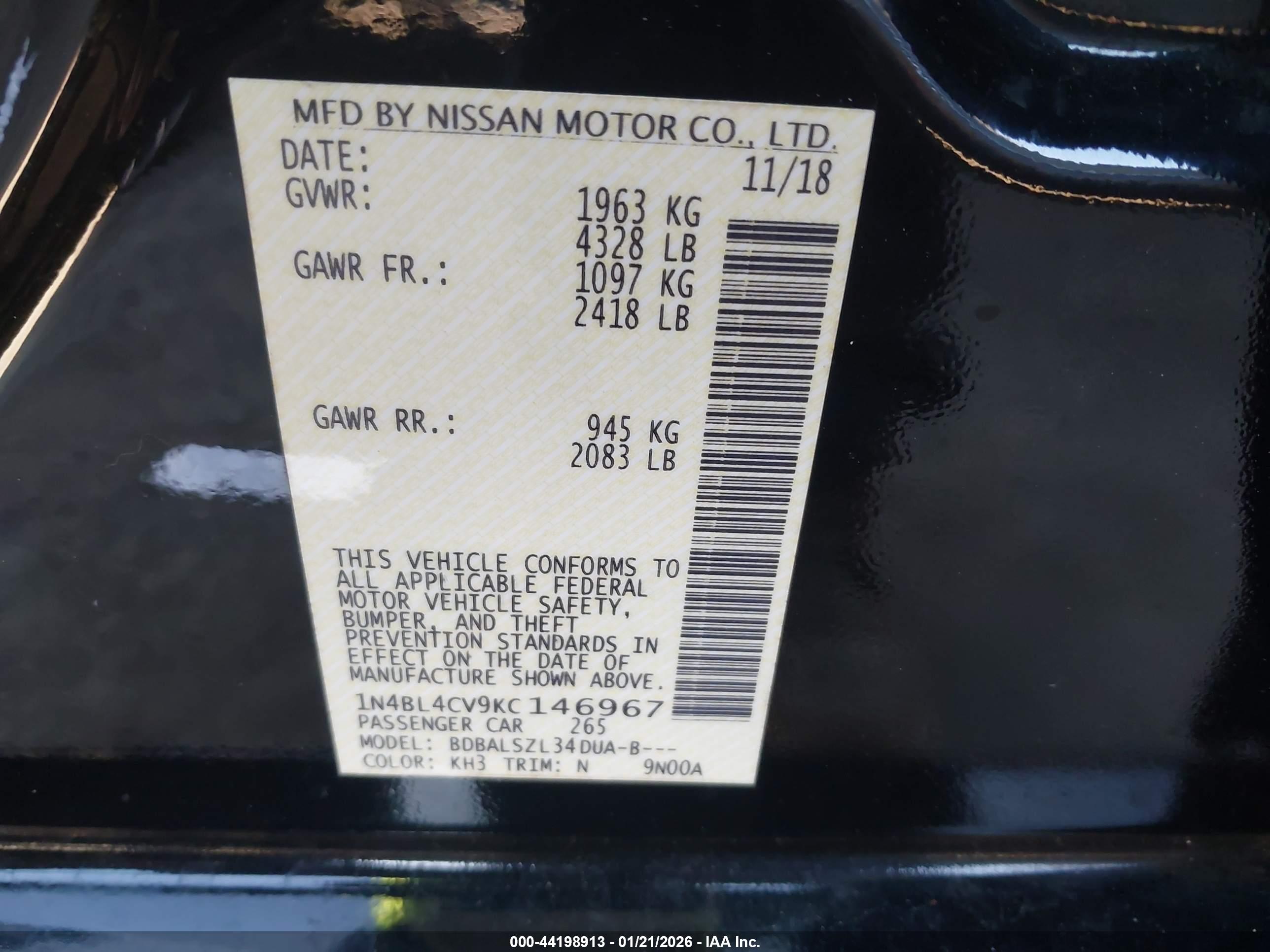 NISSAN ALTIMA image 9