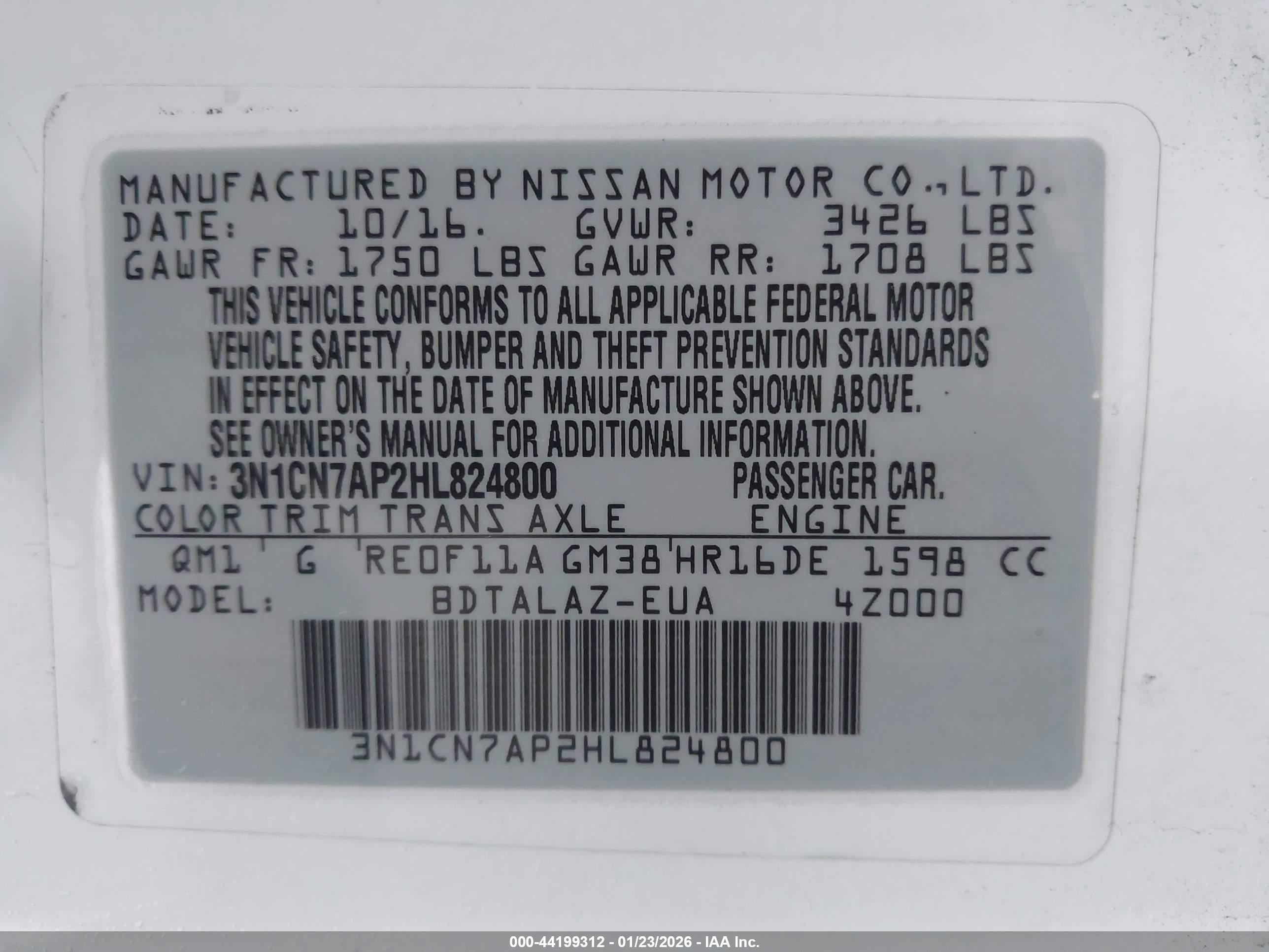 NISSAN VERSA image 9