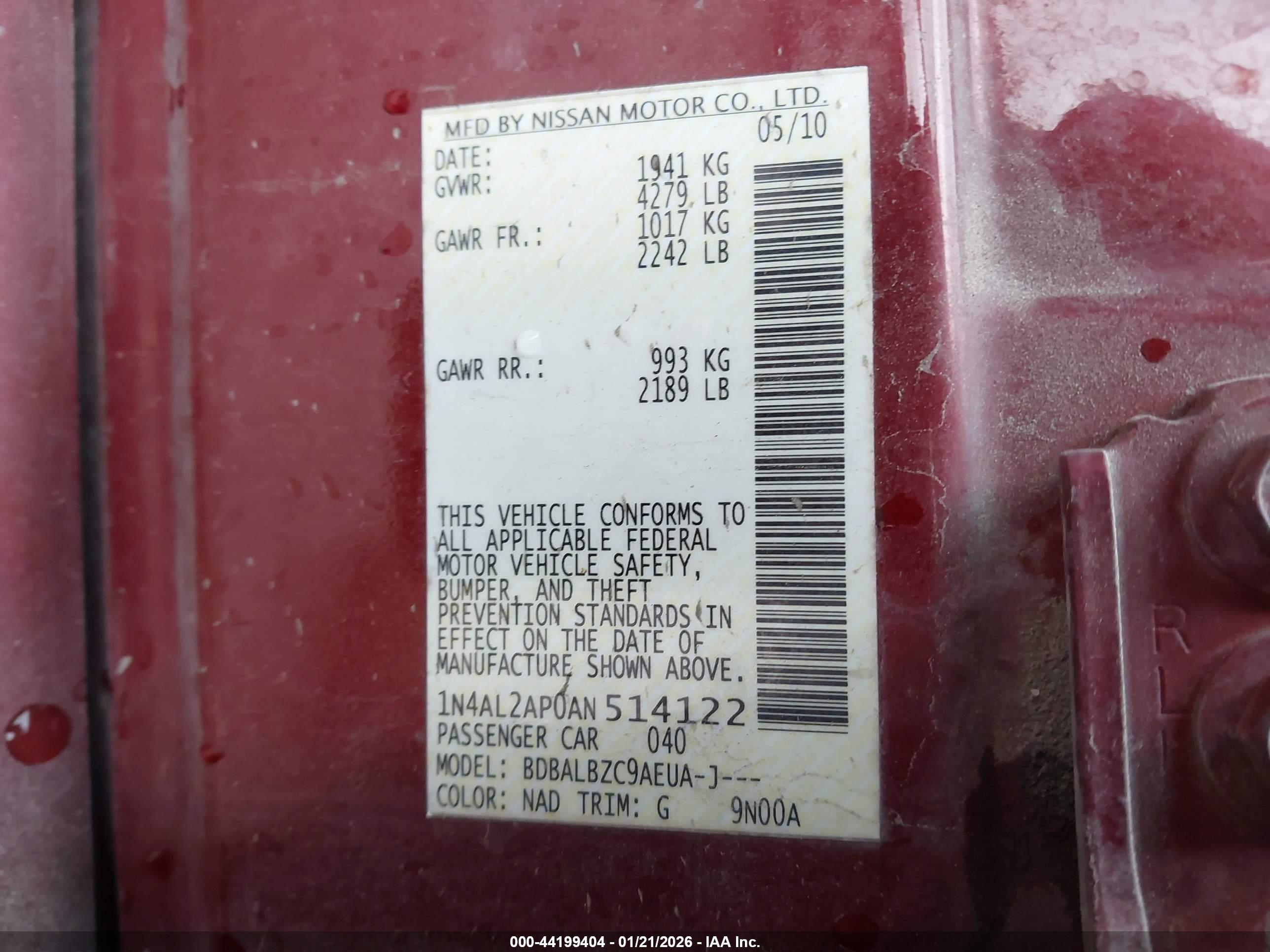 NISSAN ALTIMA image 9