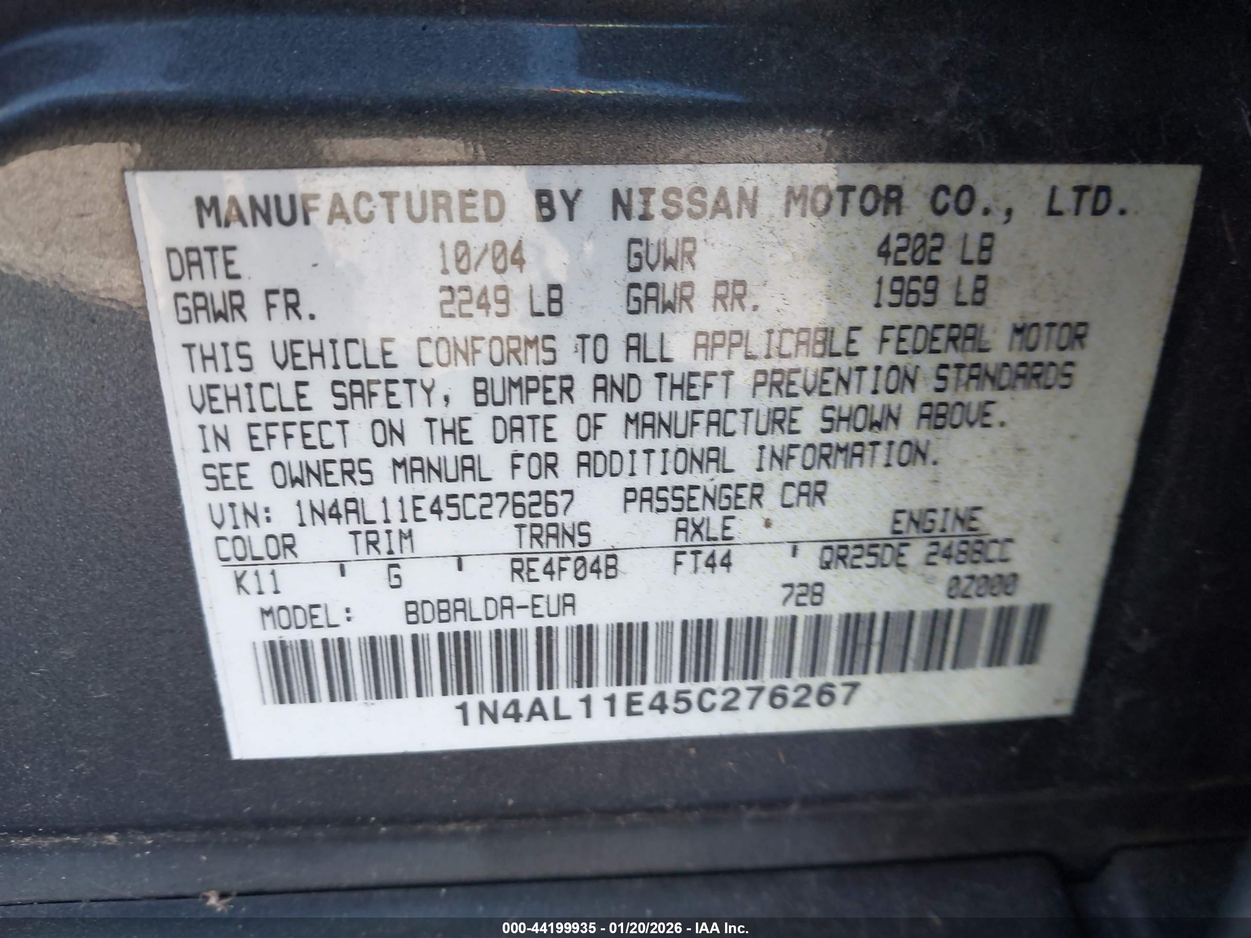 NISSAN ALTIMA image 9
