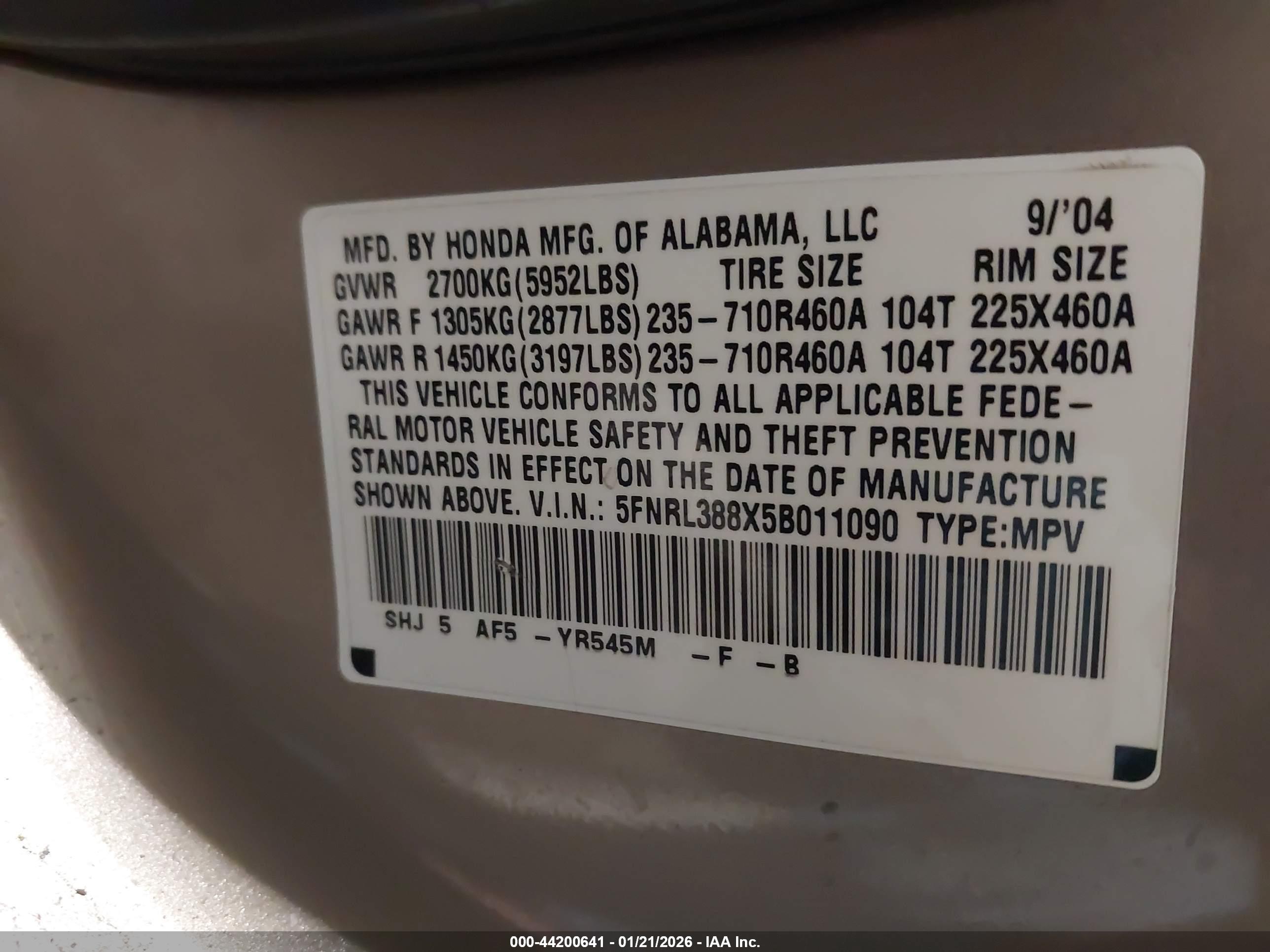 HONDA ODYSSEY image 9