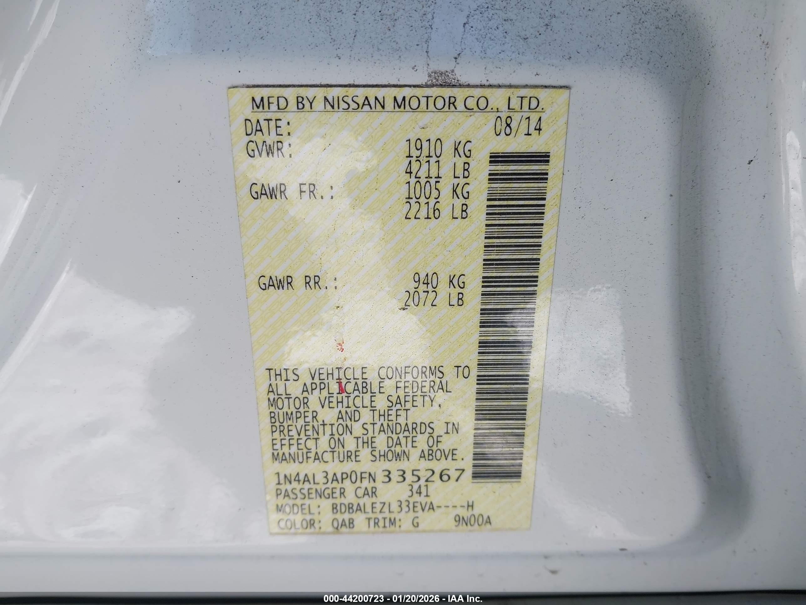 NISSAN ALTIMA image 9