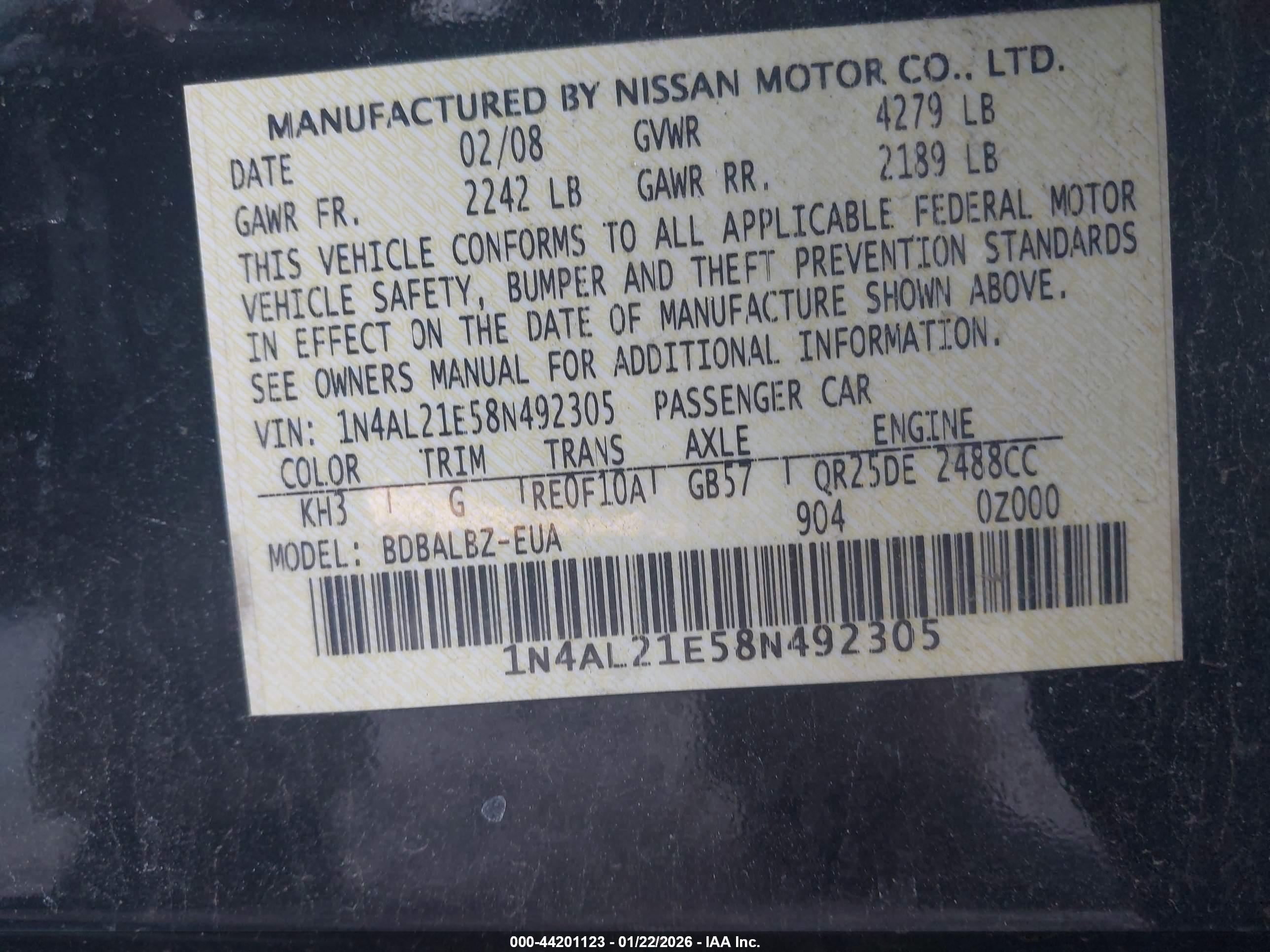 NISSAN ALTIMA image 9