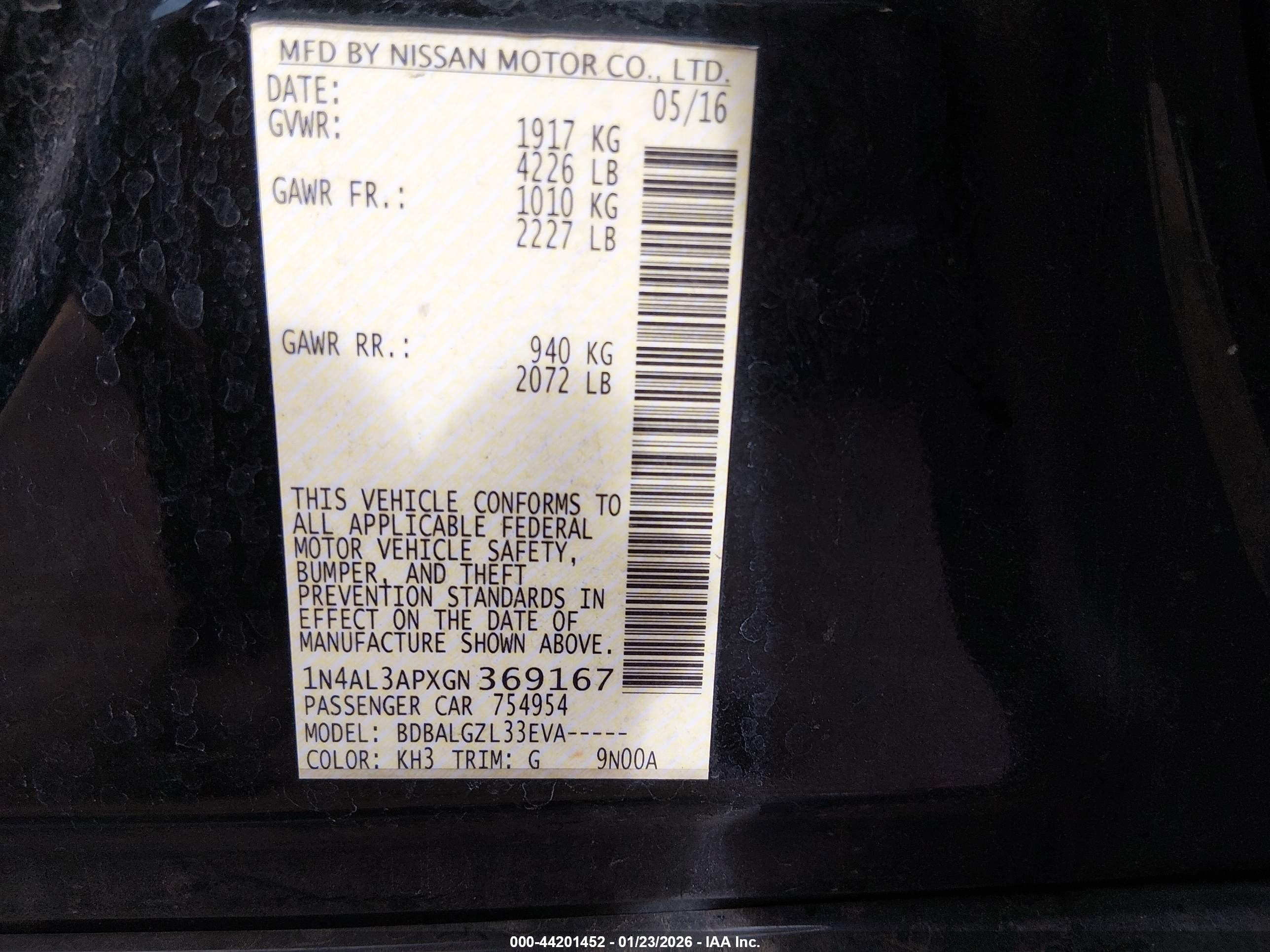 NISSAN ALTIMA image 9