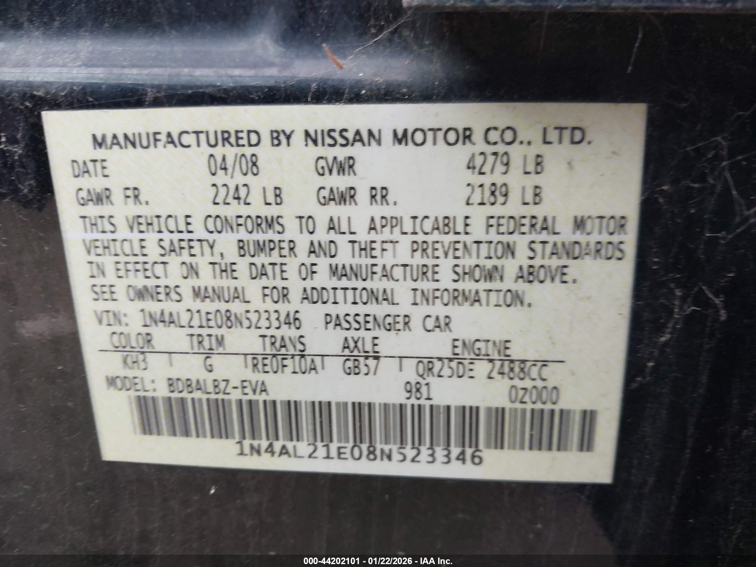 NISSAN ALTIMA image 9