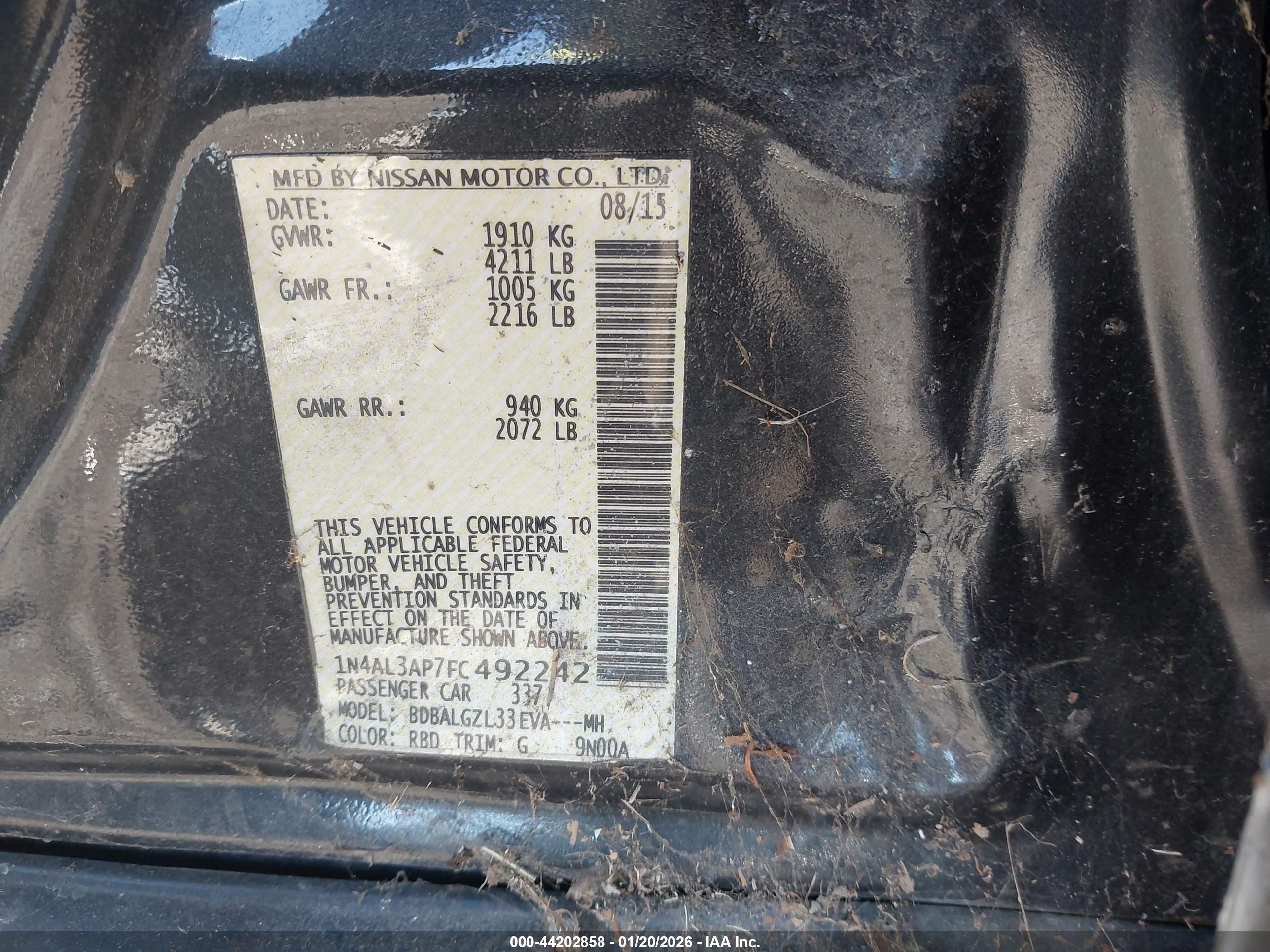 NISSAN ALTIMA image 9