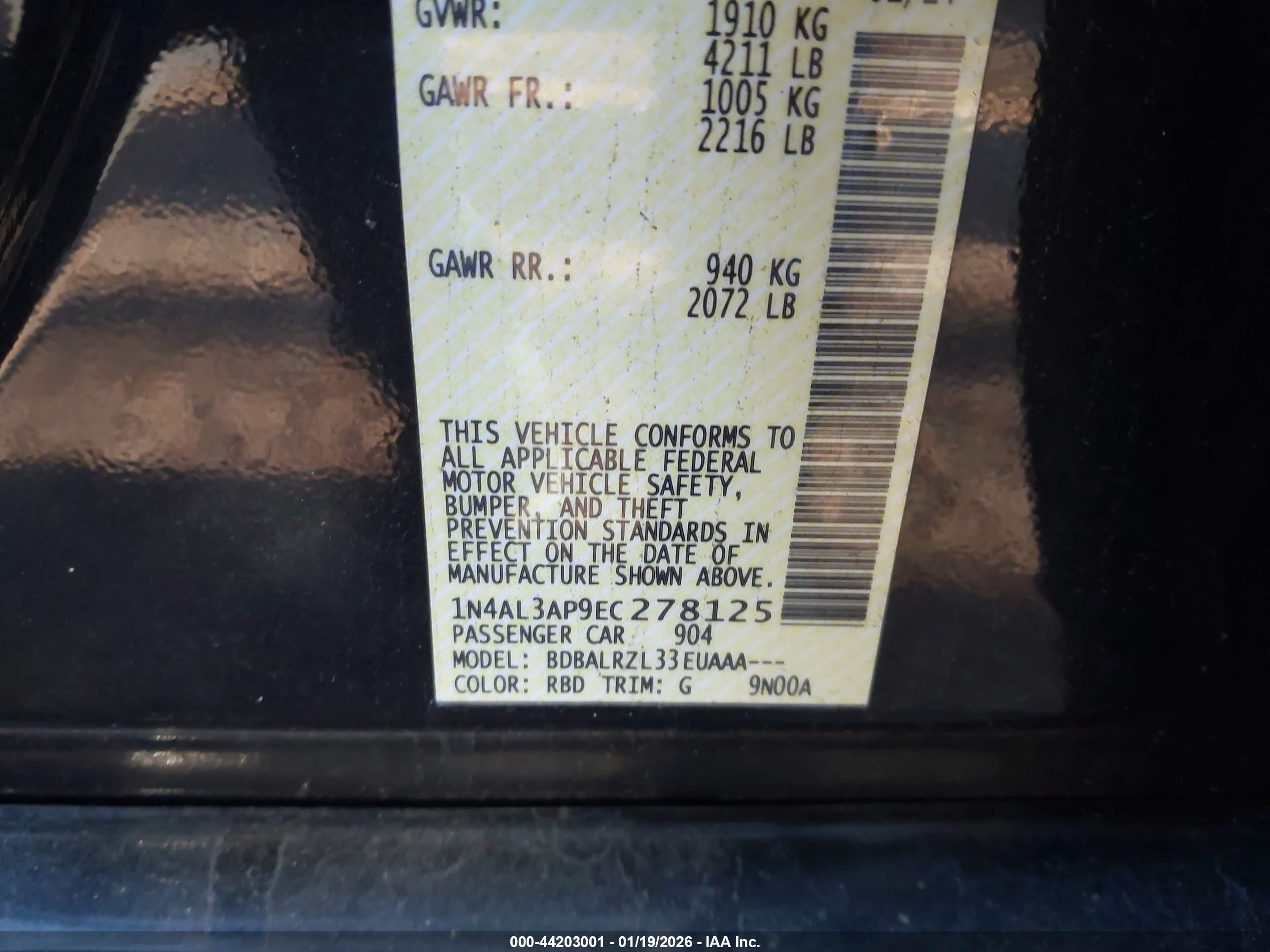 NISSAN ALTIMA image 9