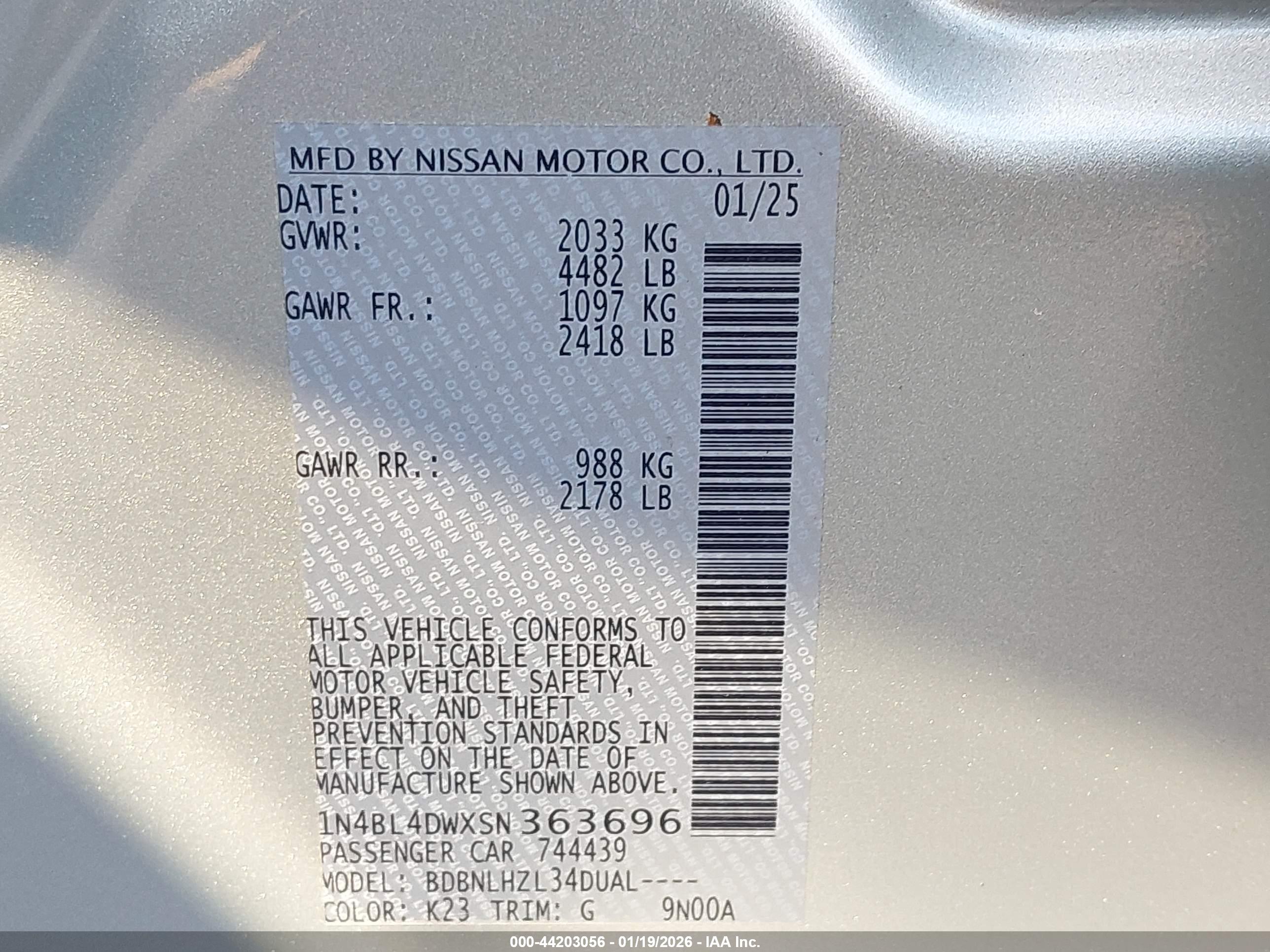 NISSAN ALTIMA image 9