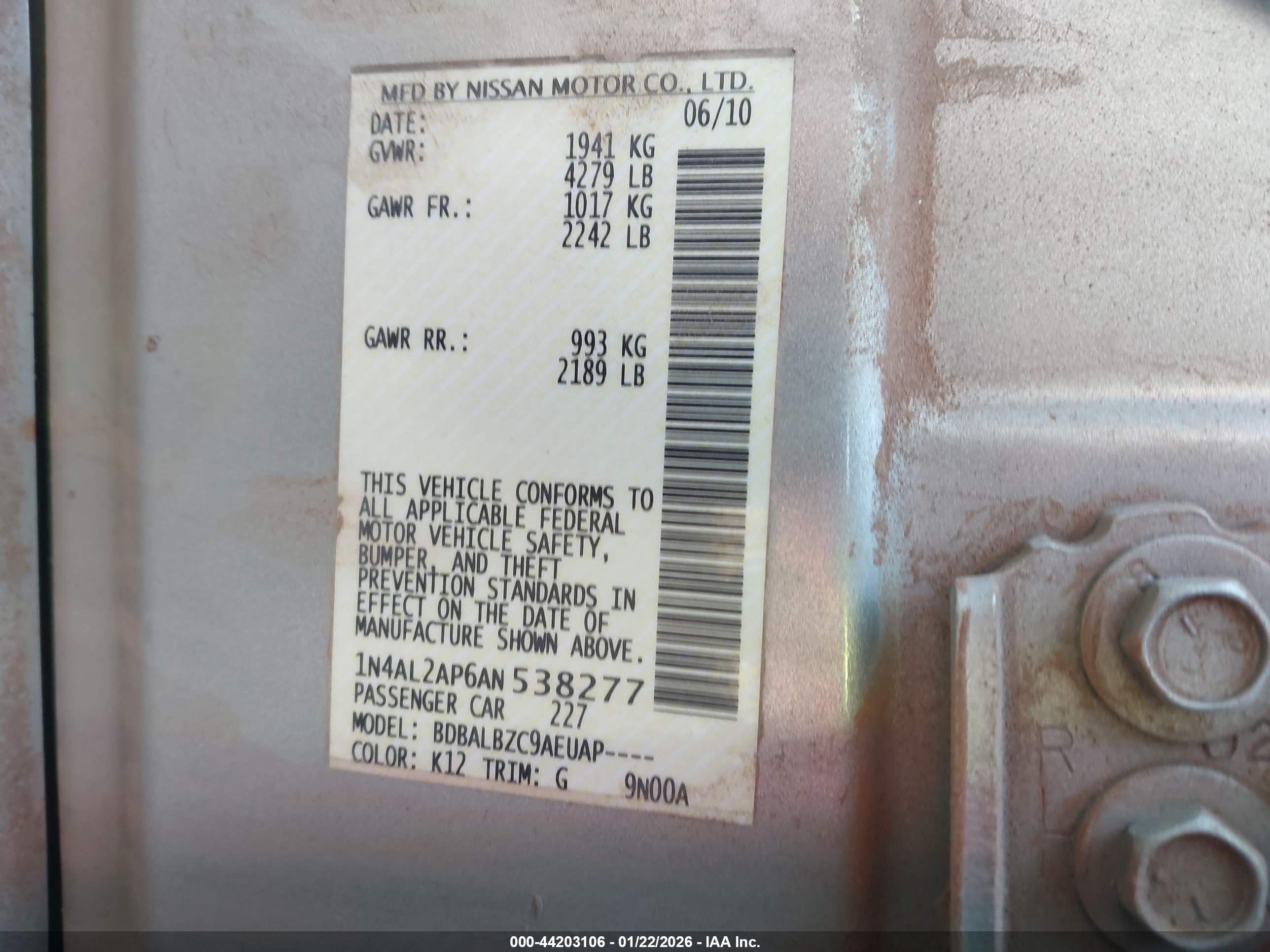 NISSAN ALTIMA image 9