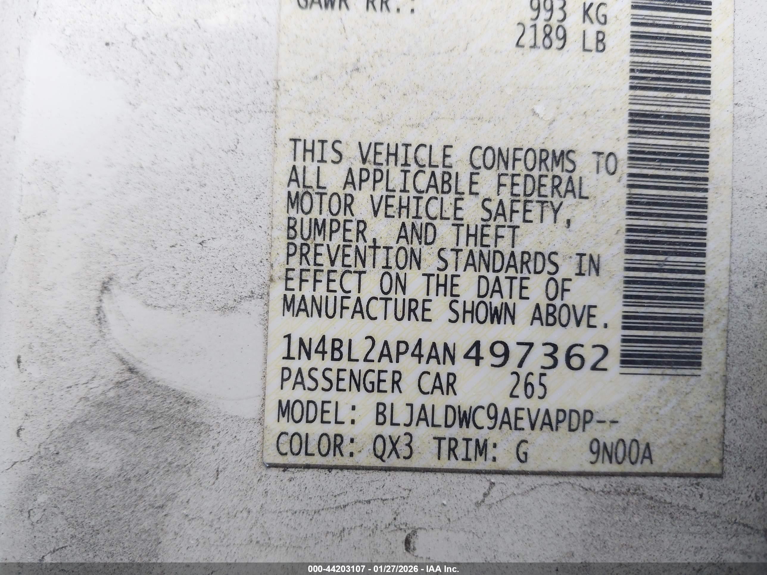 NISSAN ALTIMA image 9