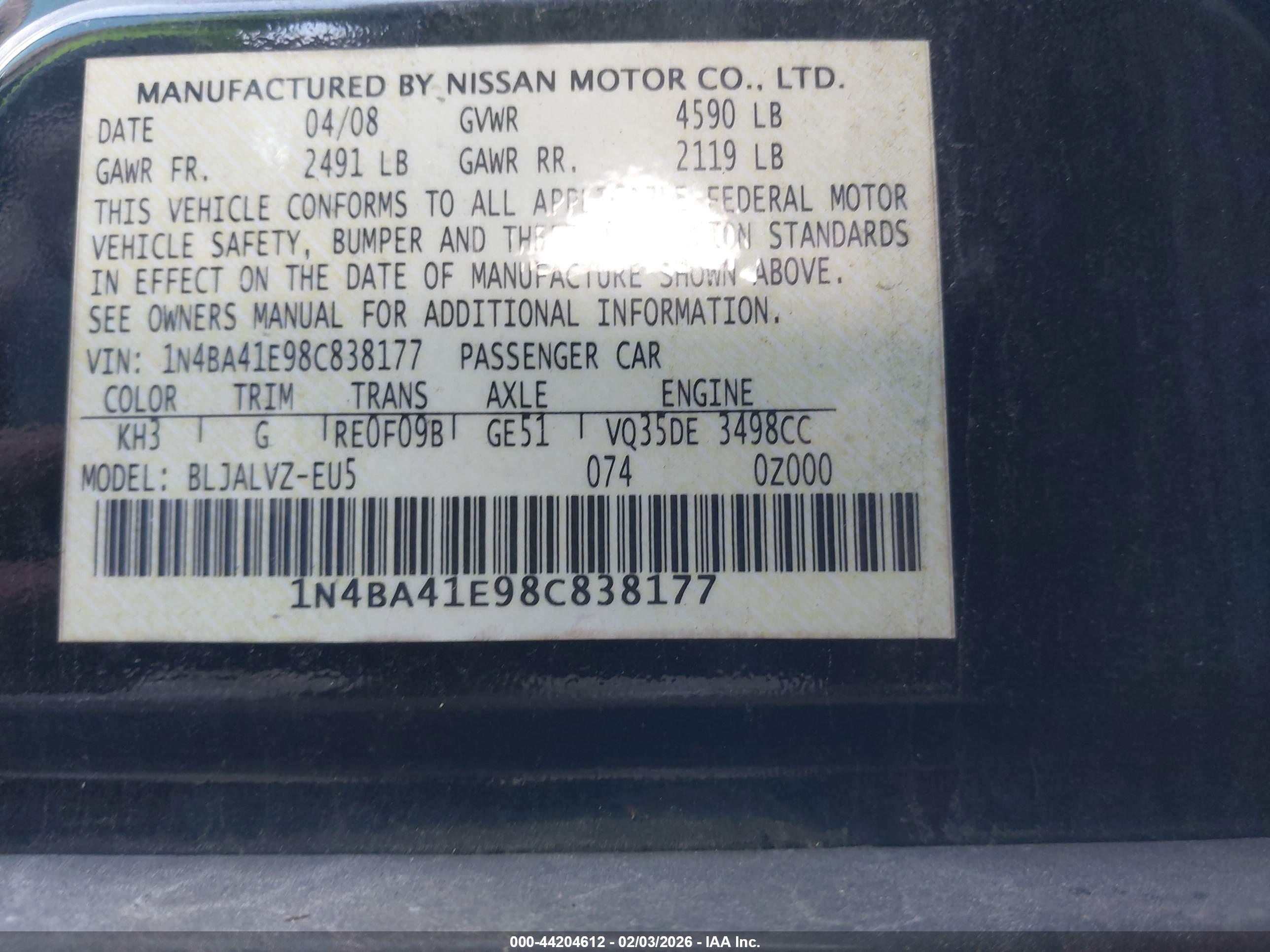 NISSAN MAXIMA image 9