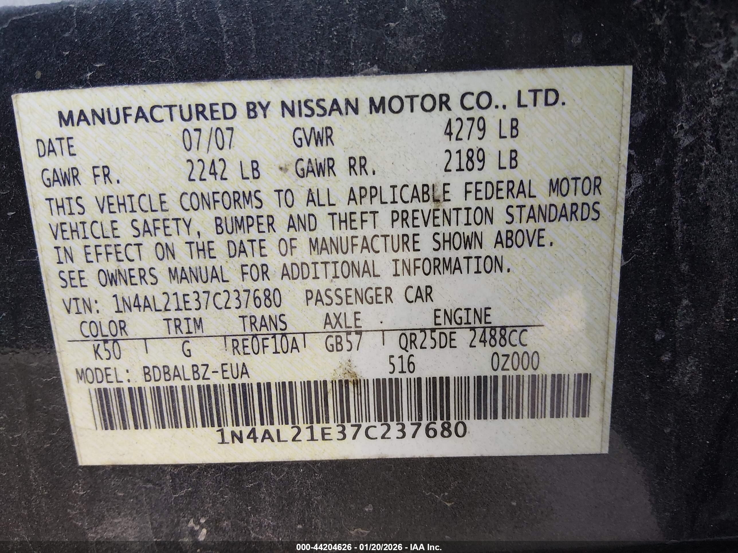 NISSAN ALTIMA image 9