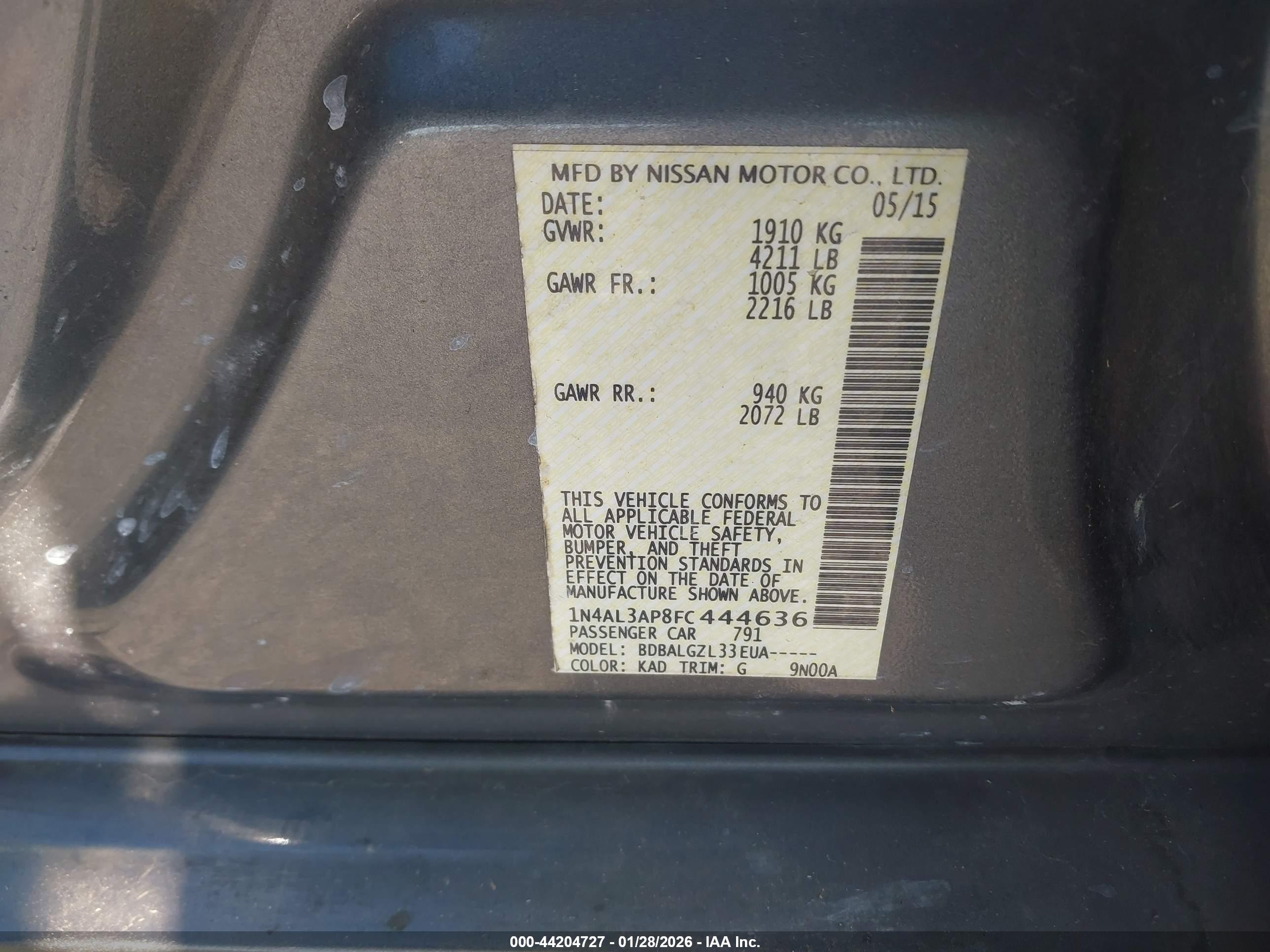 NISSAN ALTIMA image 9
