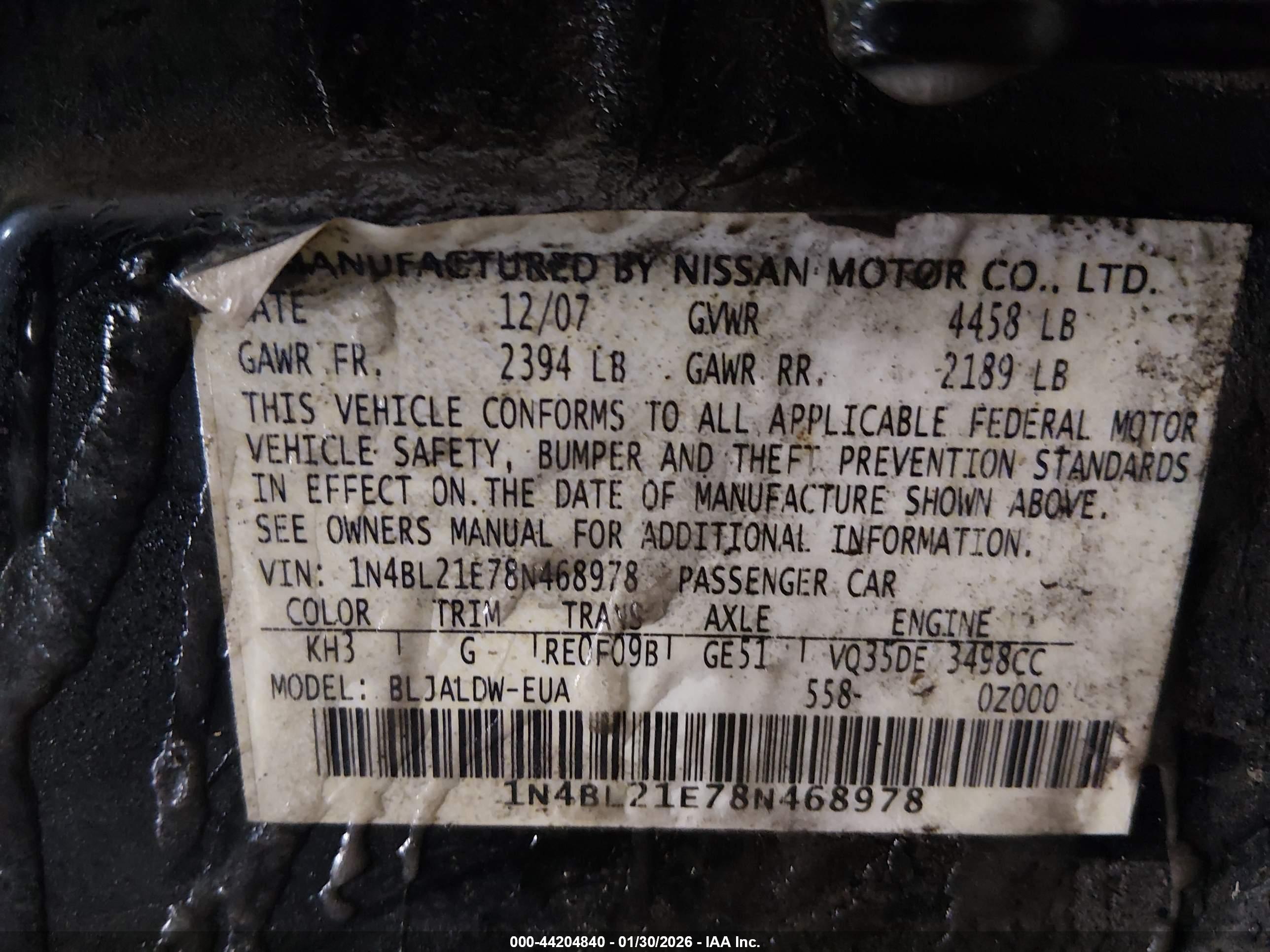 NISSAN ALTIMA image 9