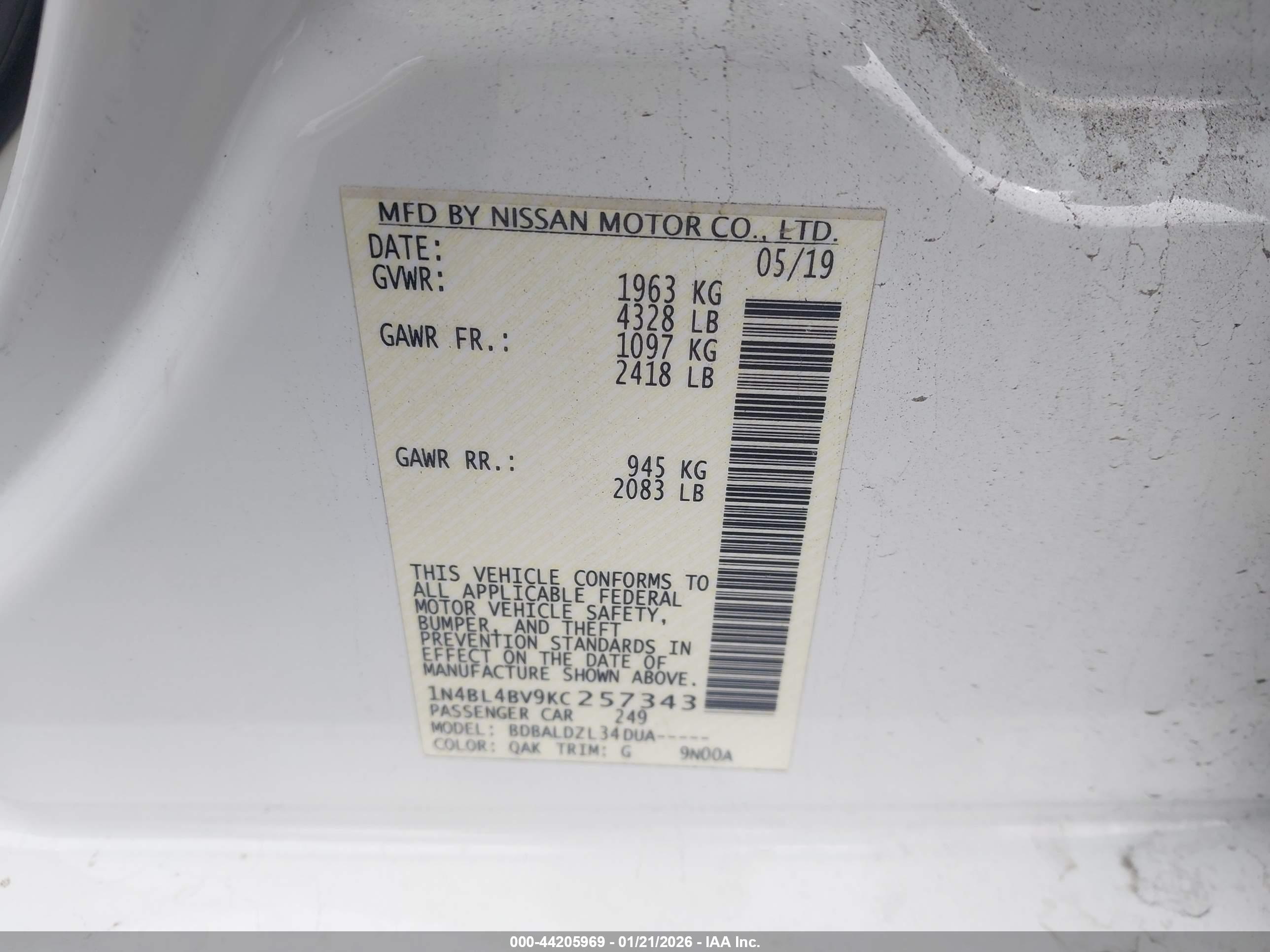 NISSAN ALTIMA image 9