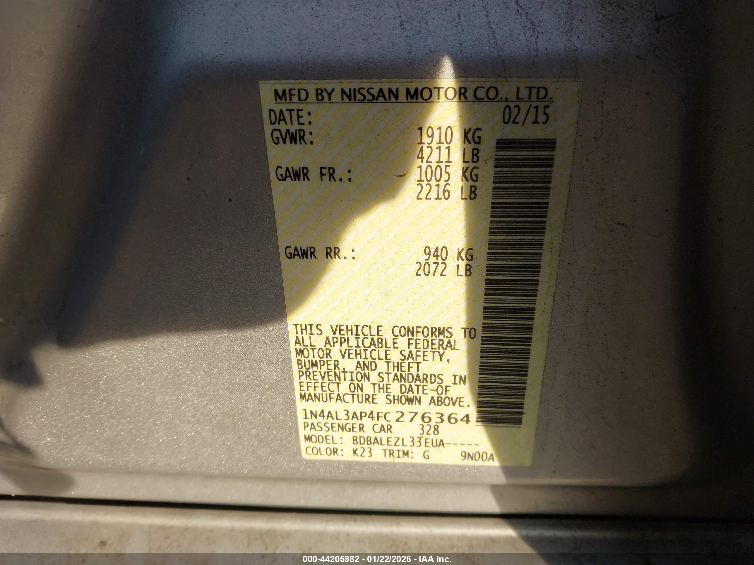 NISSAN ALTIMA image 9