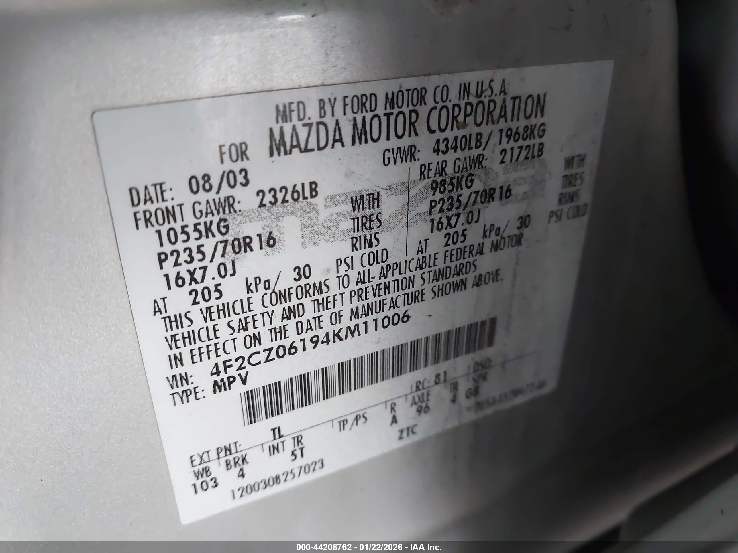 MAZDA TRIBUTE image 9
