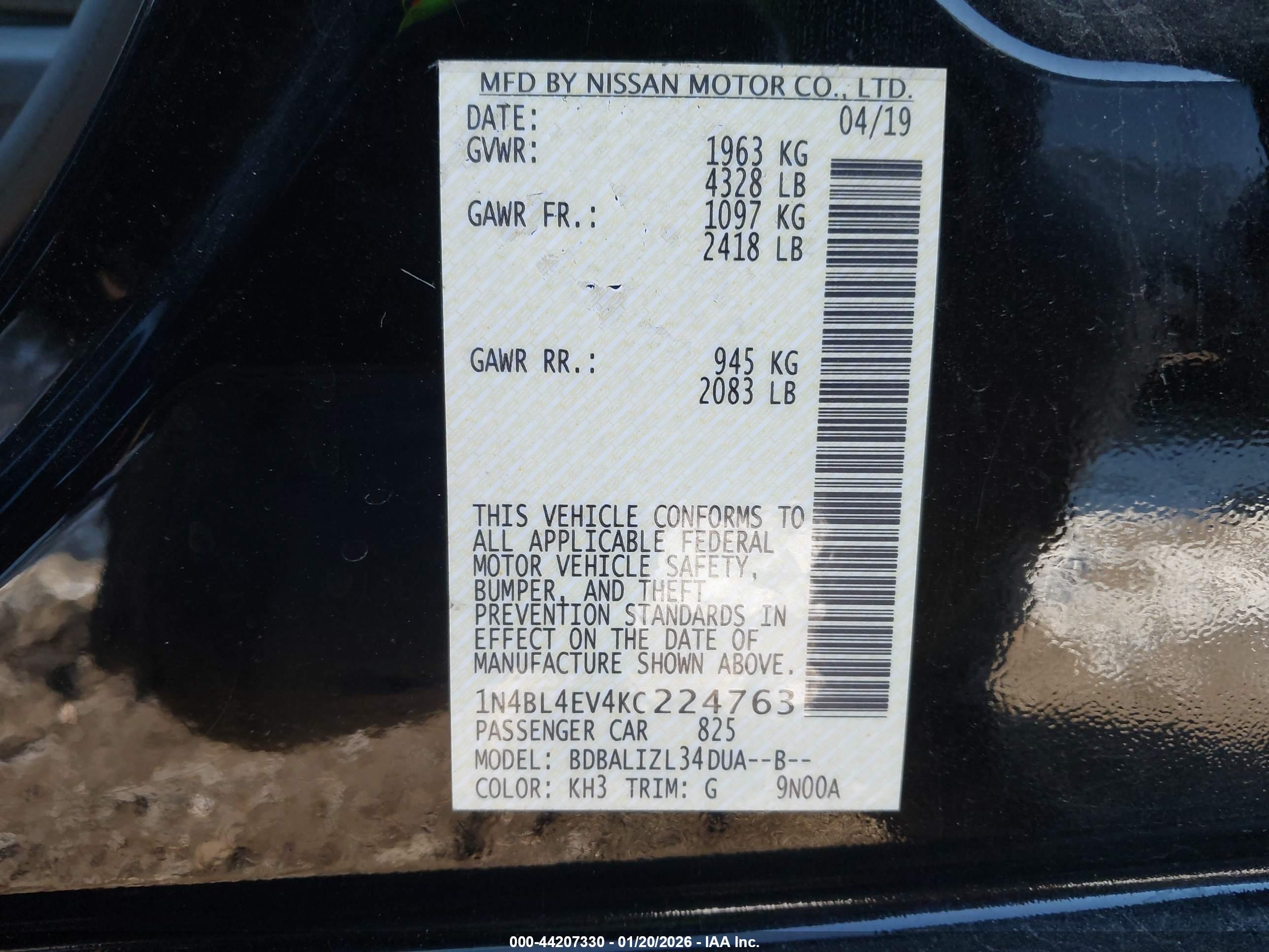 NISSAN ALTIMA image 9