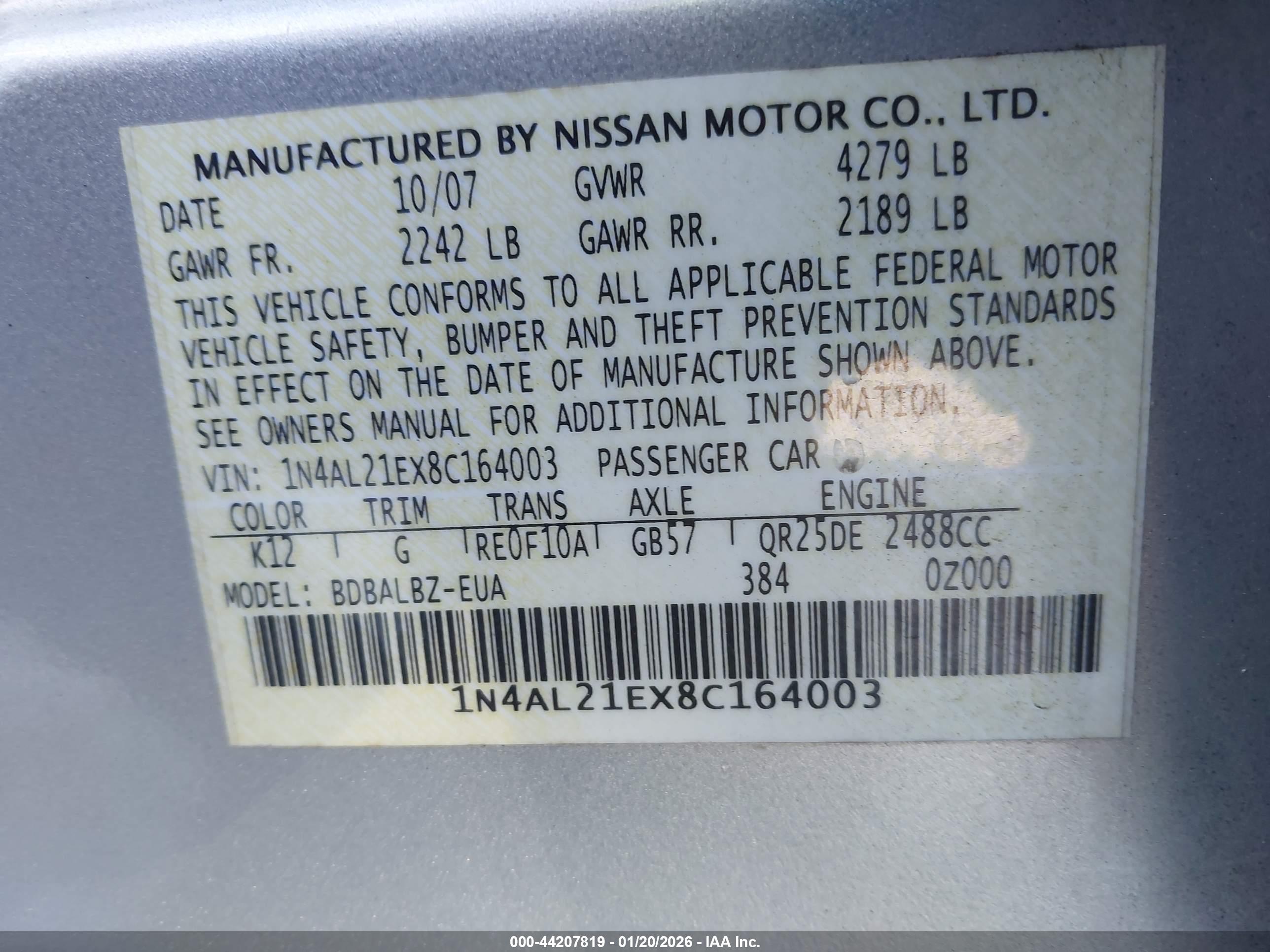 NISSAN ALTIMA image 9