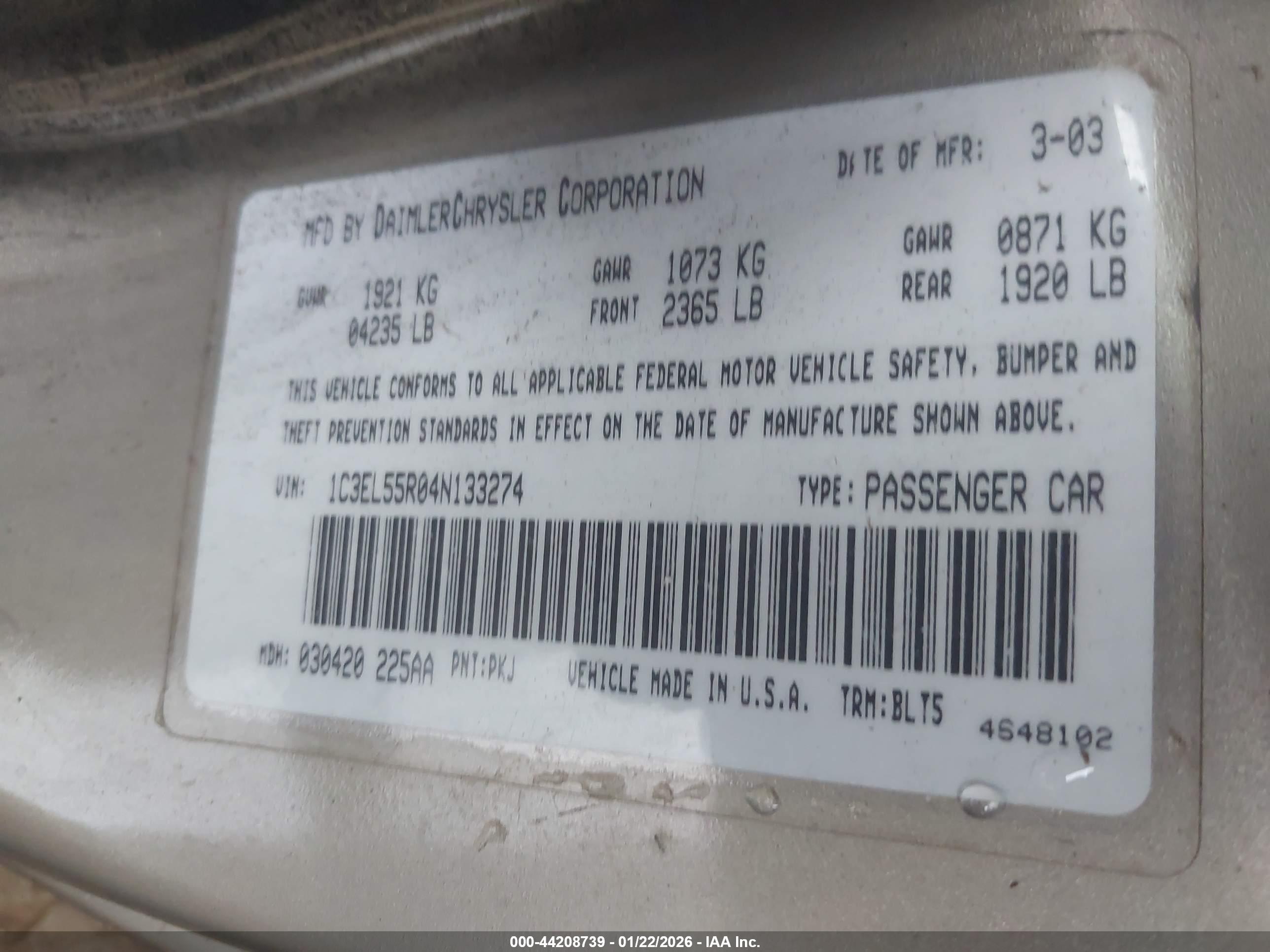 CHRYSLER SEBRING image 9