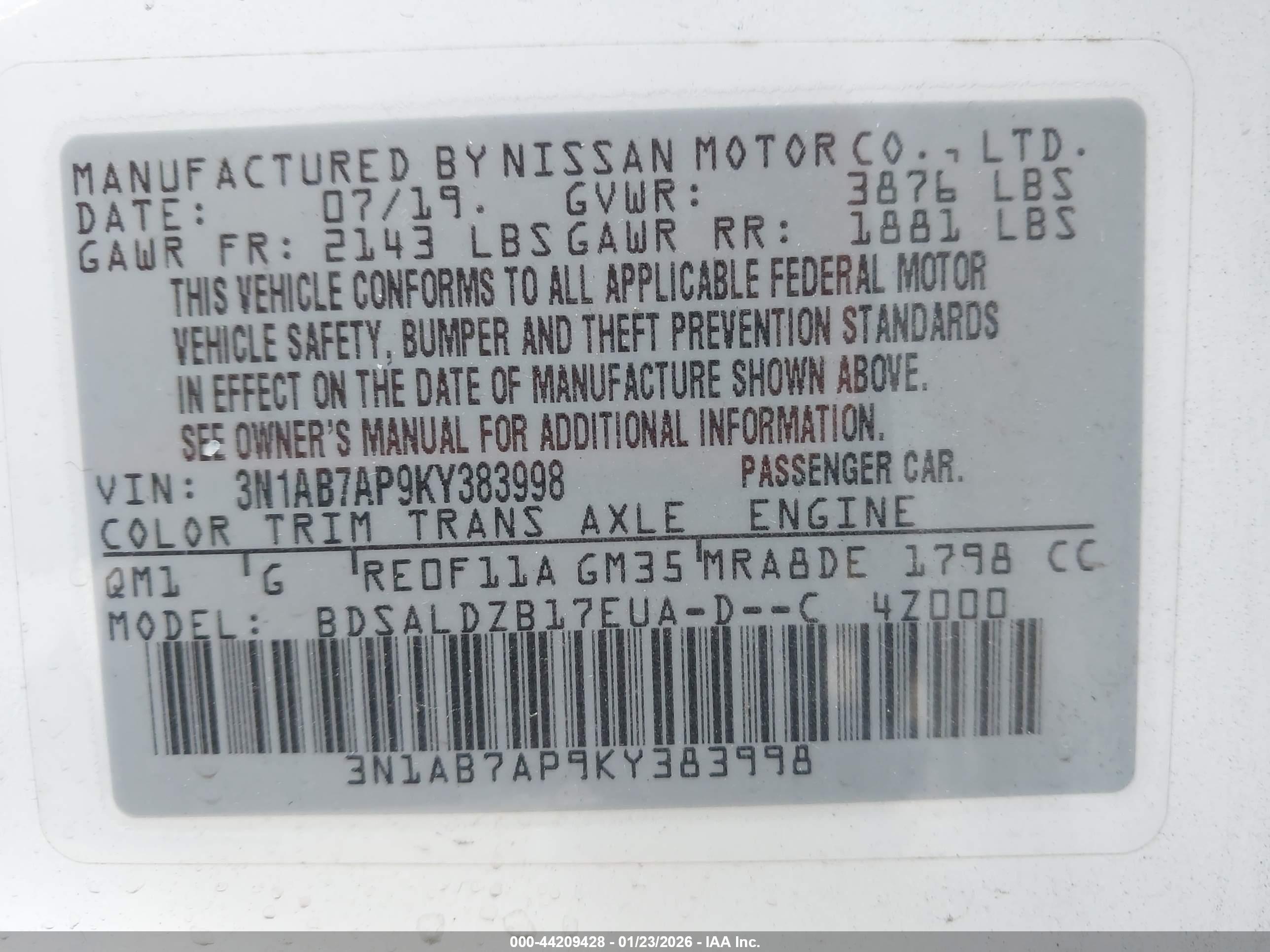 NISSAN SENTRA image 9