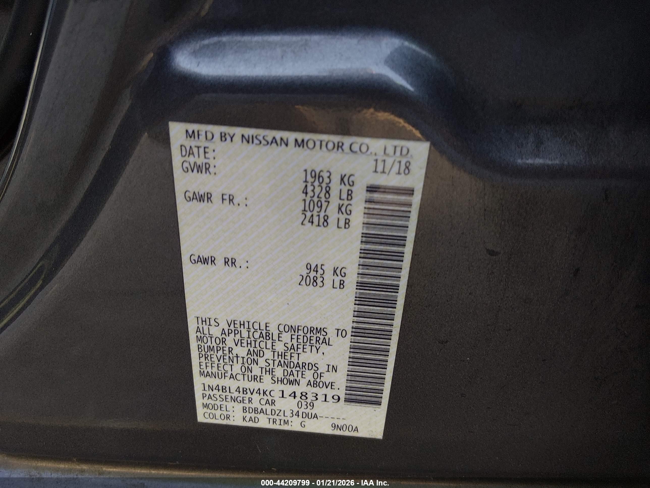 NISSAN ALTIMA image 9