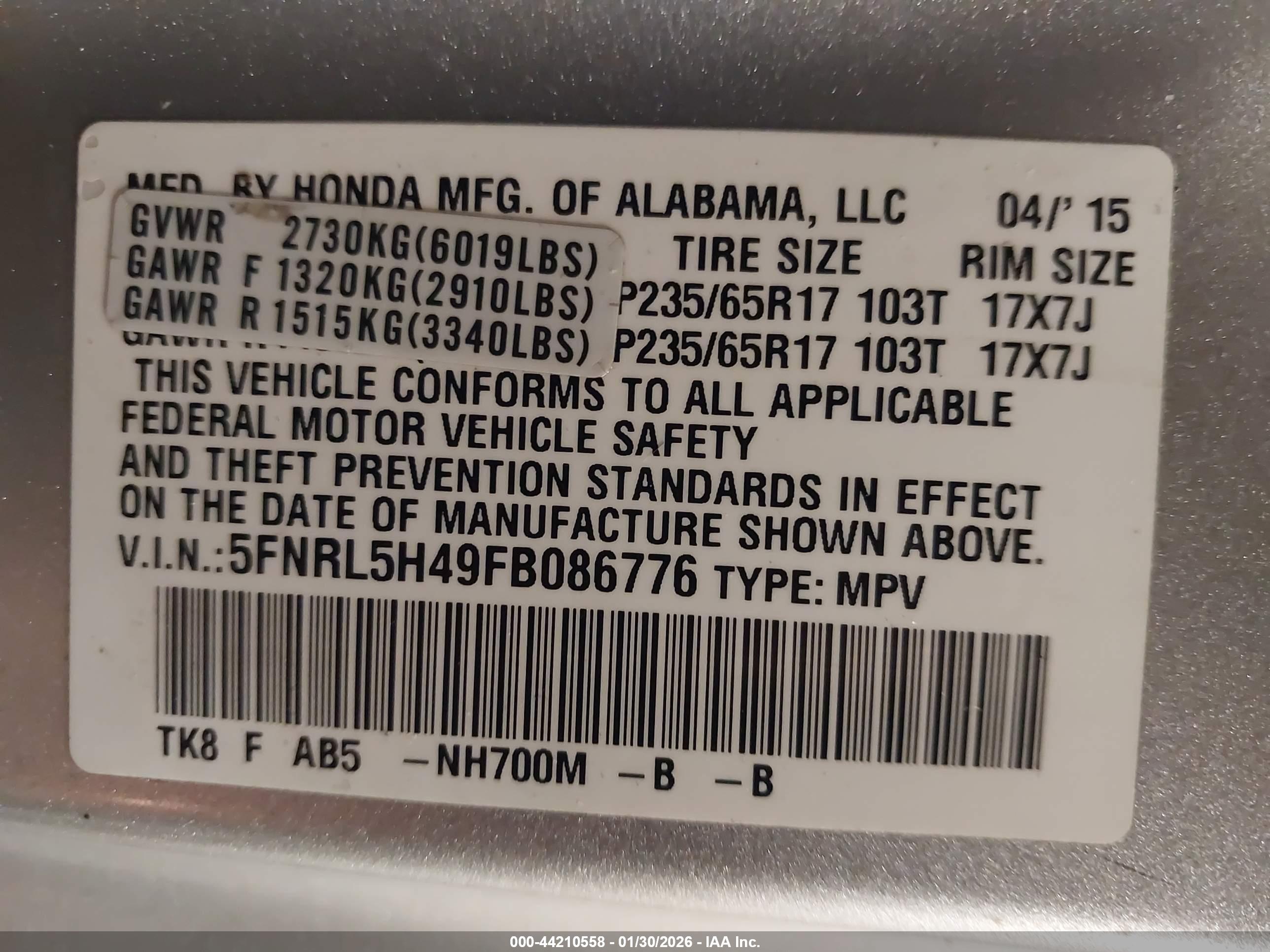 HONDA ODYSSEY image 9