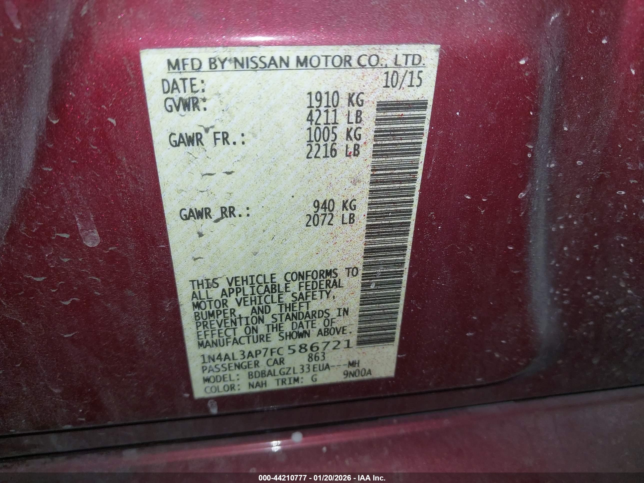 NISSAN ALTIMA image 9