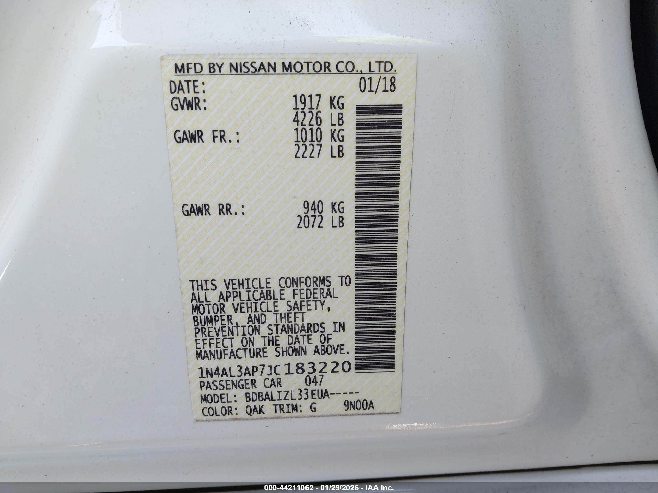 NISSAN ALTIMA image 9