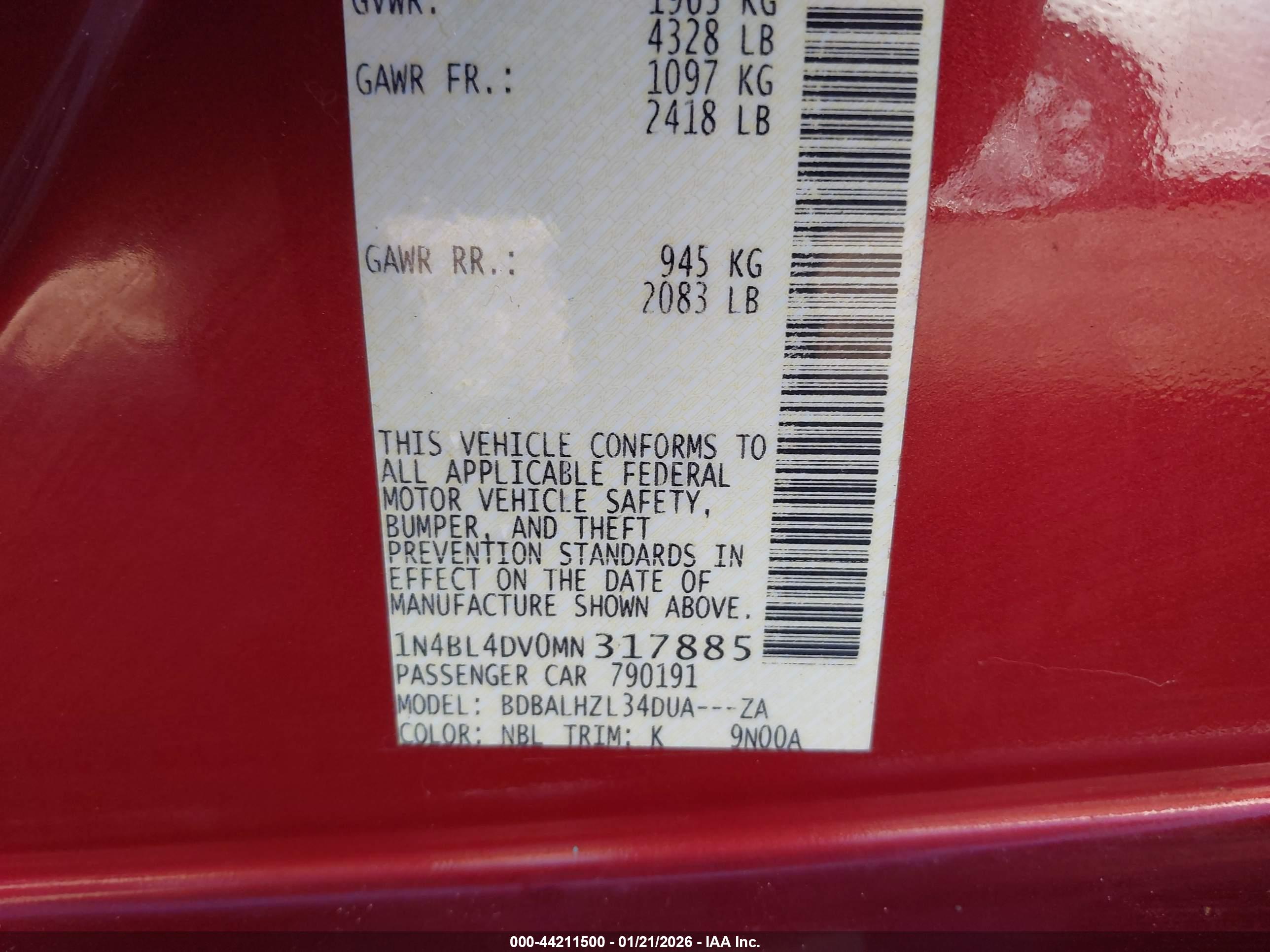 NISSAN ALTIMA image 9