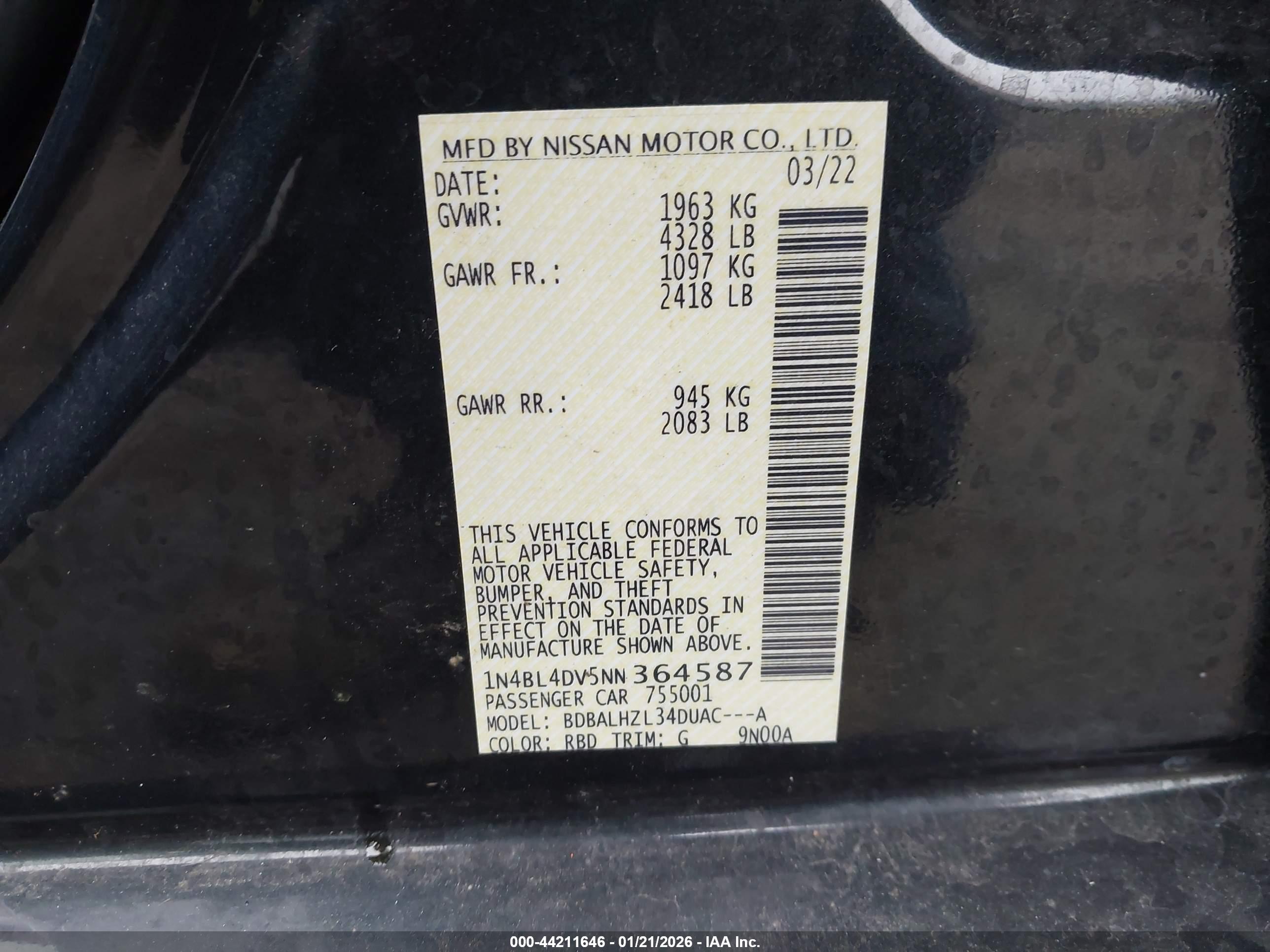 NISSAN ALTIMA image 9