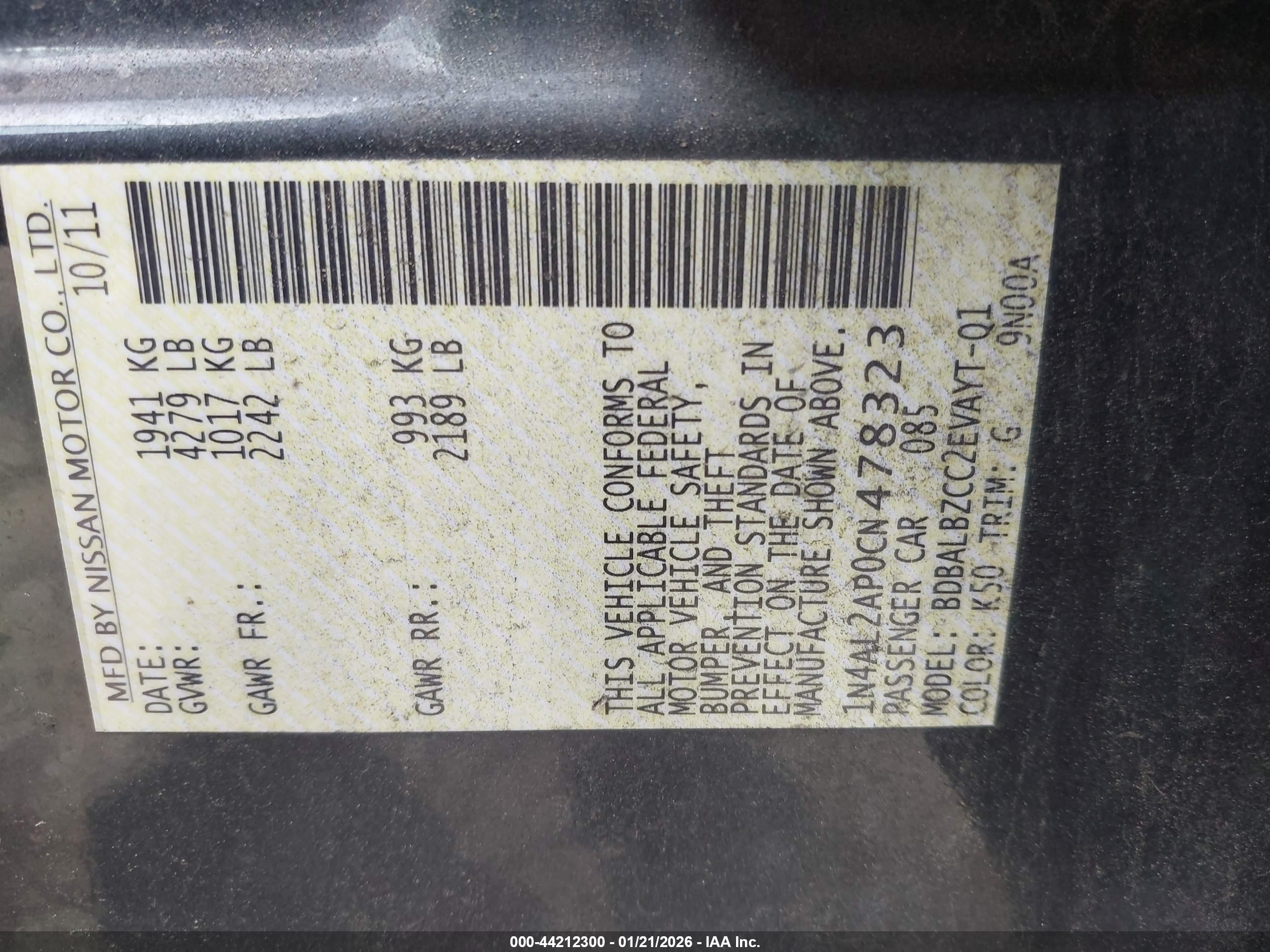NISSAN ALTIMA image 9