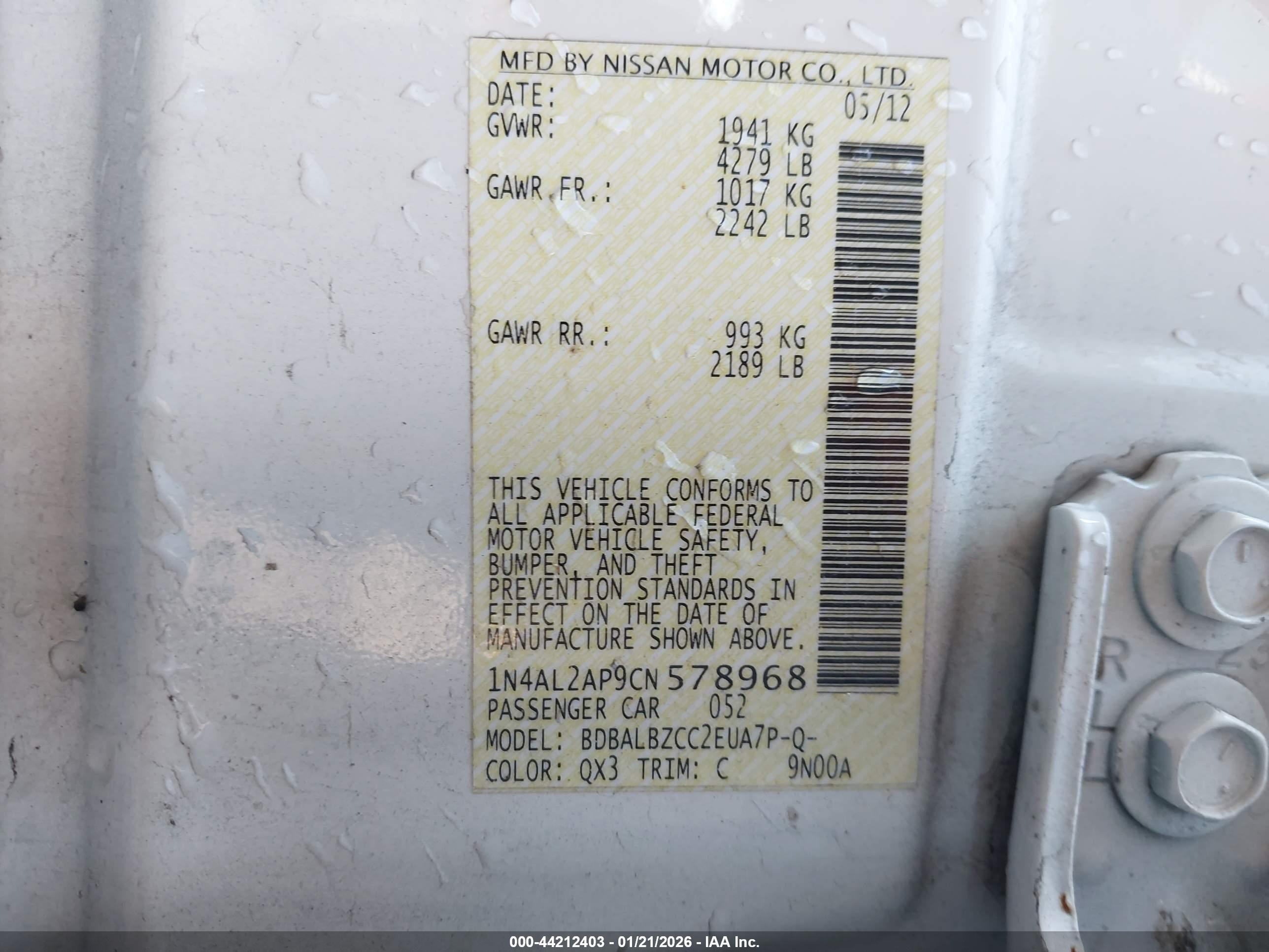 NISSAN ALTIMA image 9