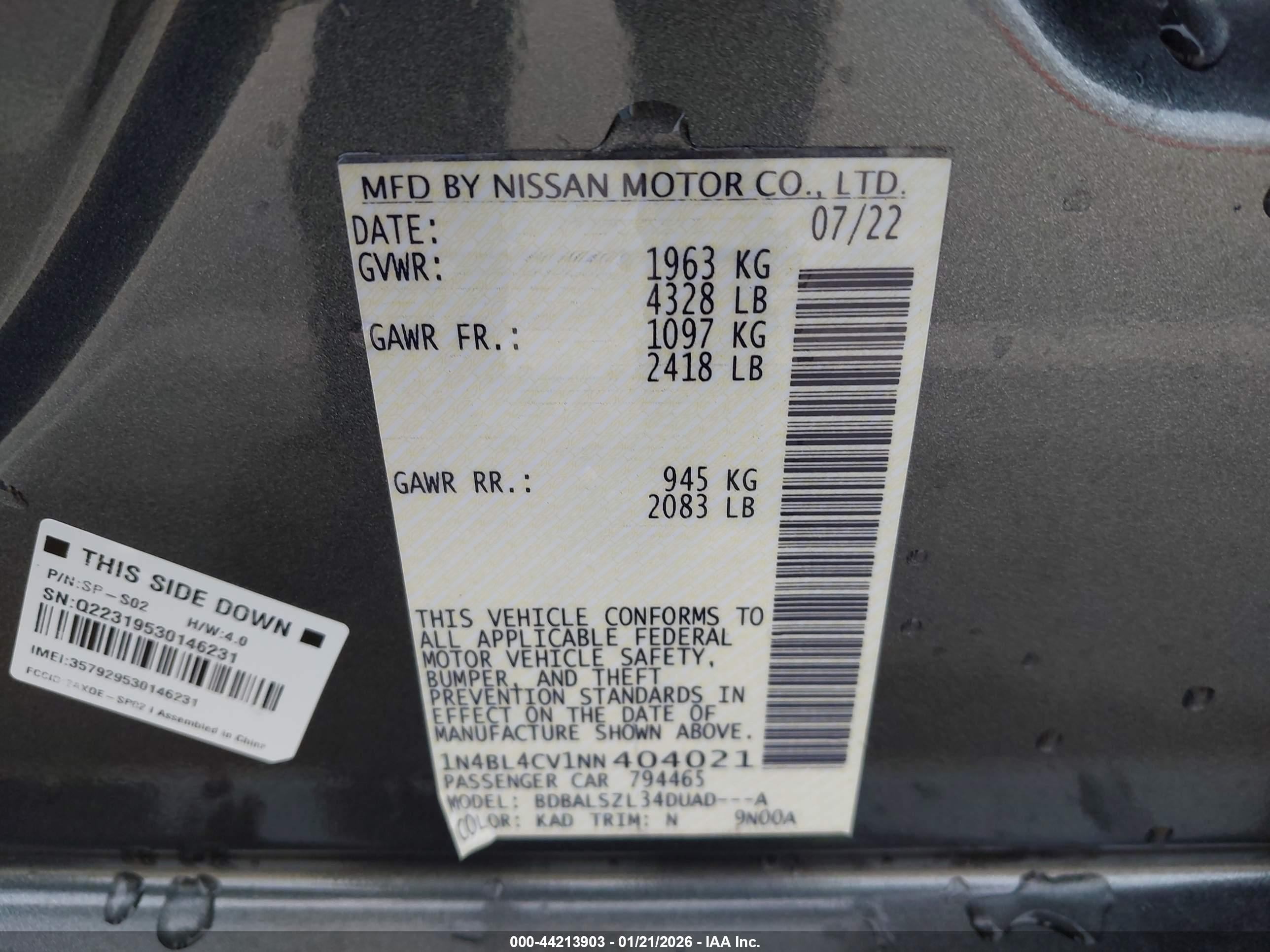 NISSAN ALTIMA image 9