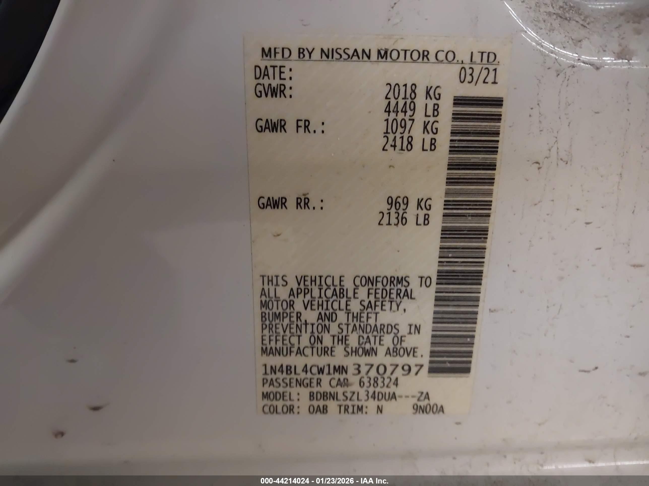 NISSAN ALTIMA image 9