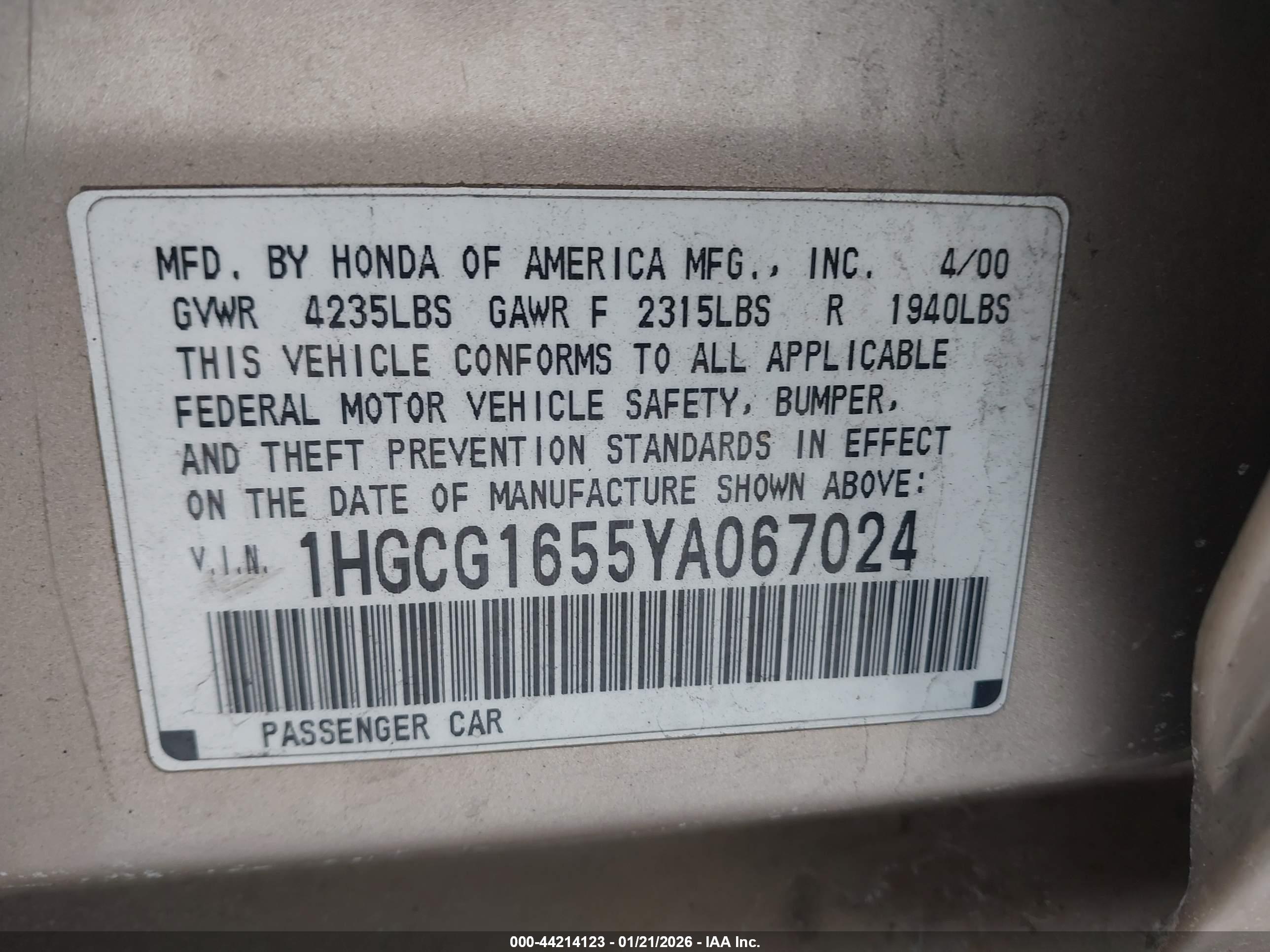 HONDA ACCORD image 9
