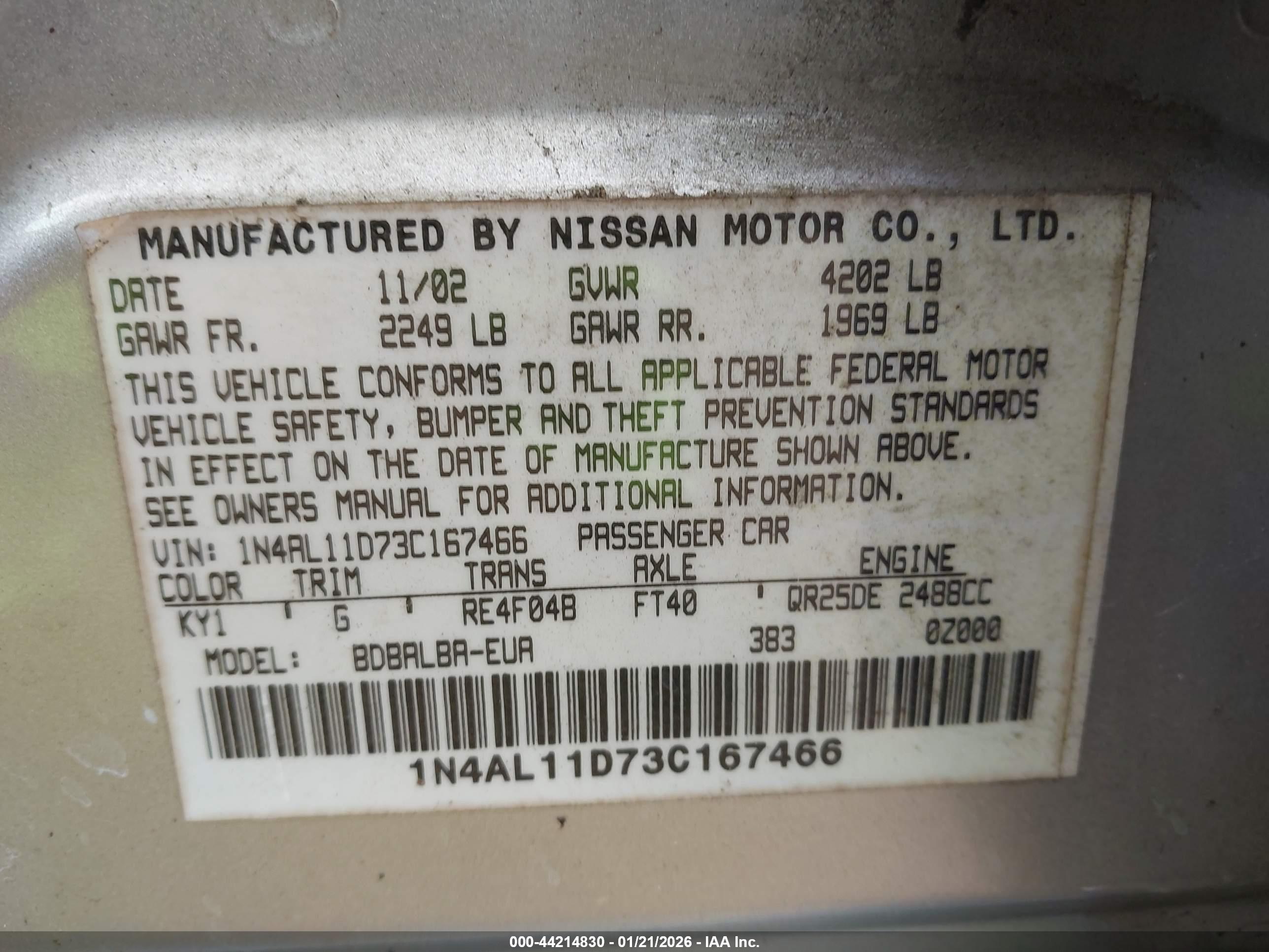 NISSAN ALTIMA image 9