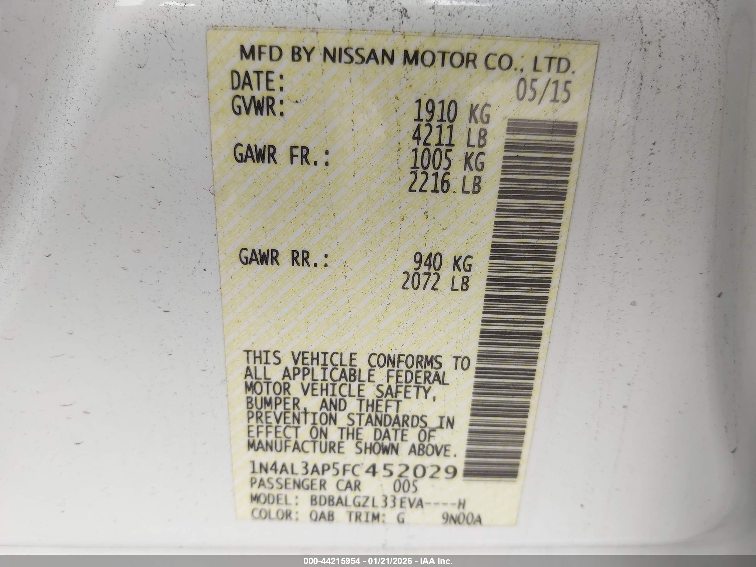 NISSAN ALTIMA image 9