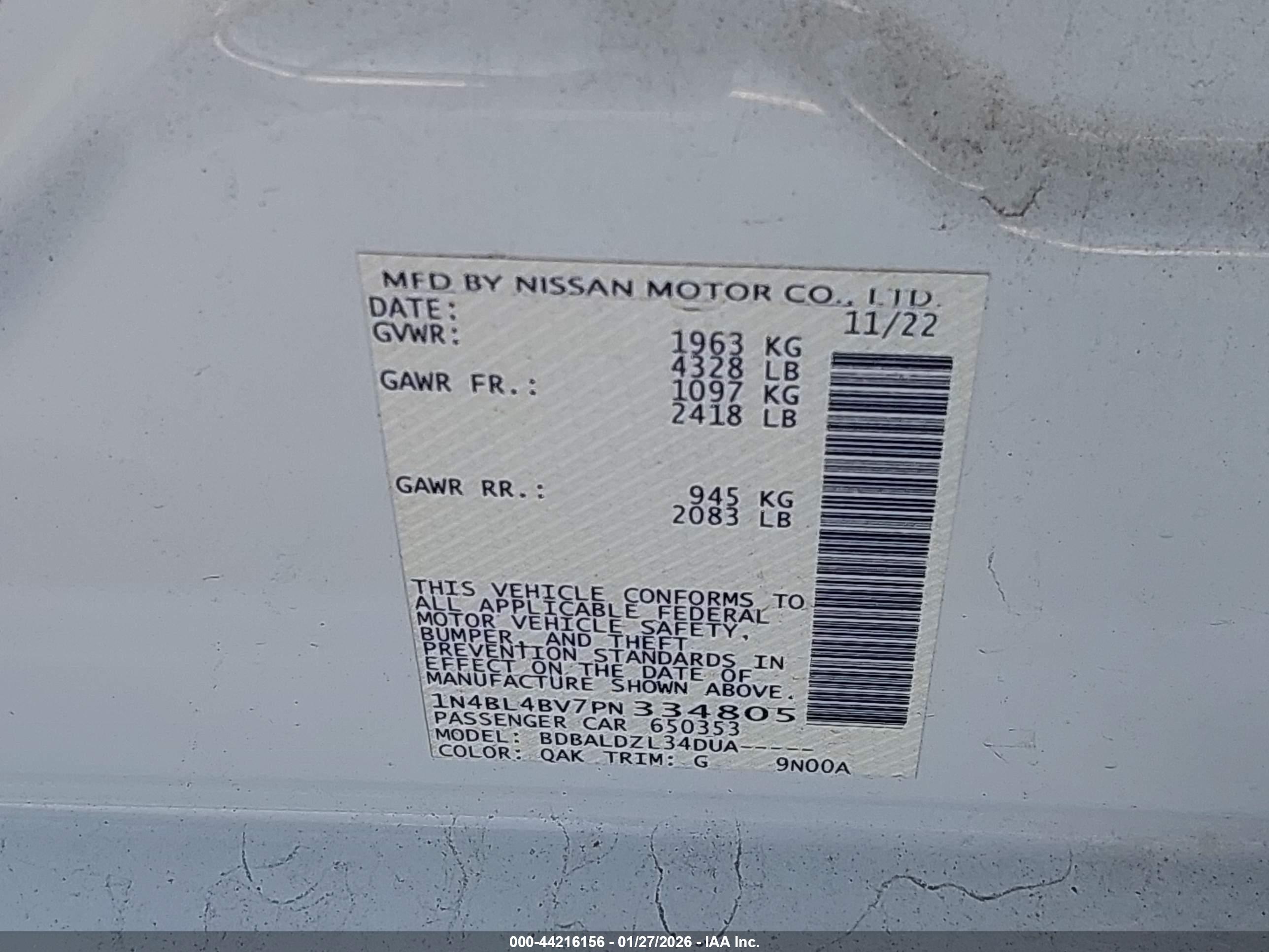 NISSAN ALTIMA image 9