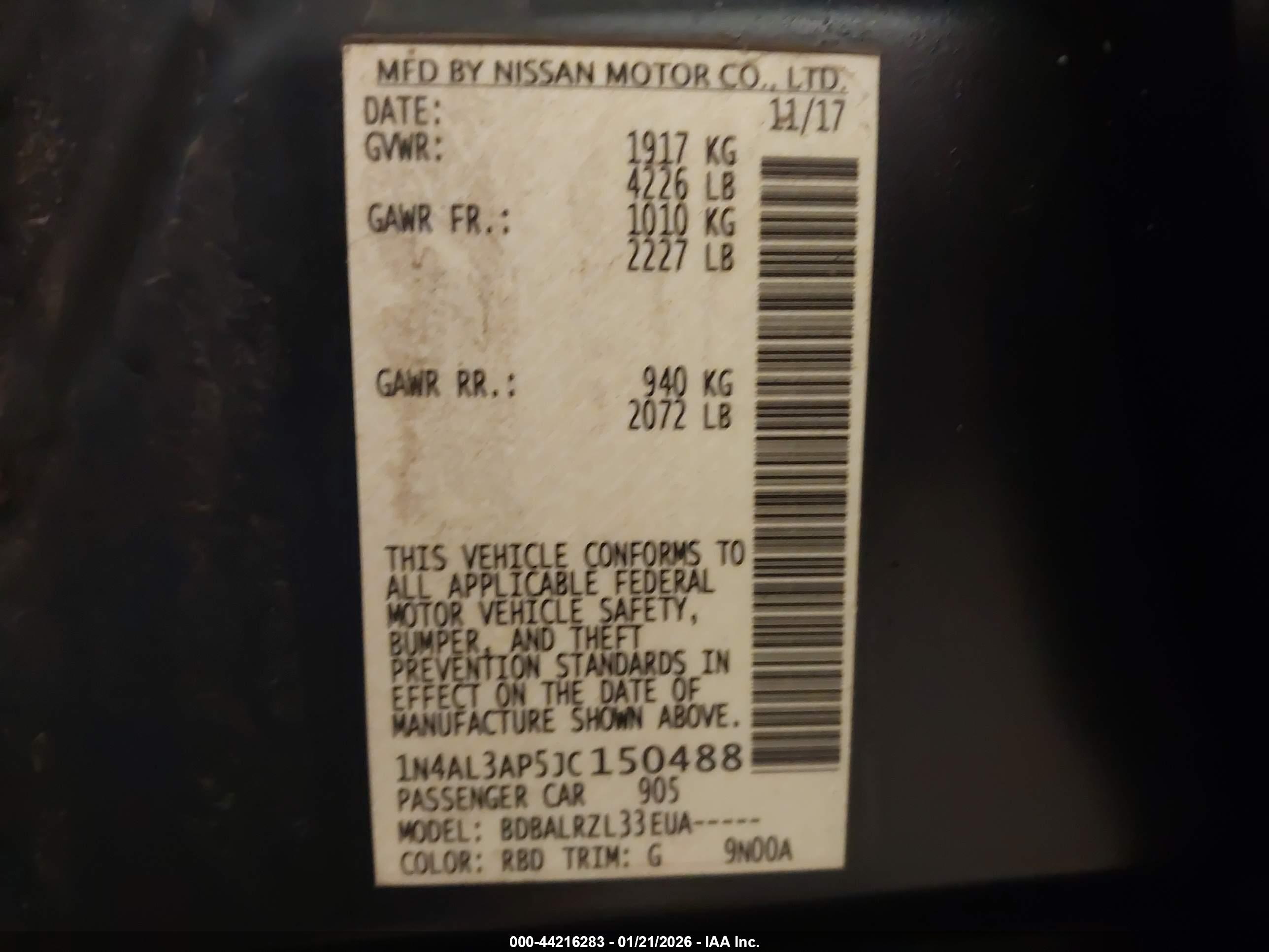 NISSAN ALTIMA image 9