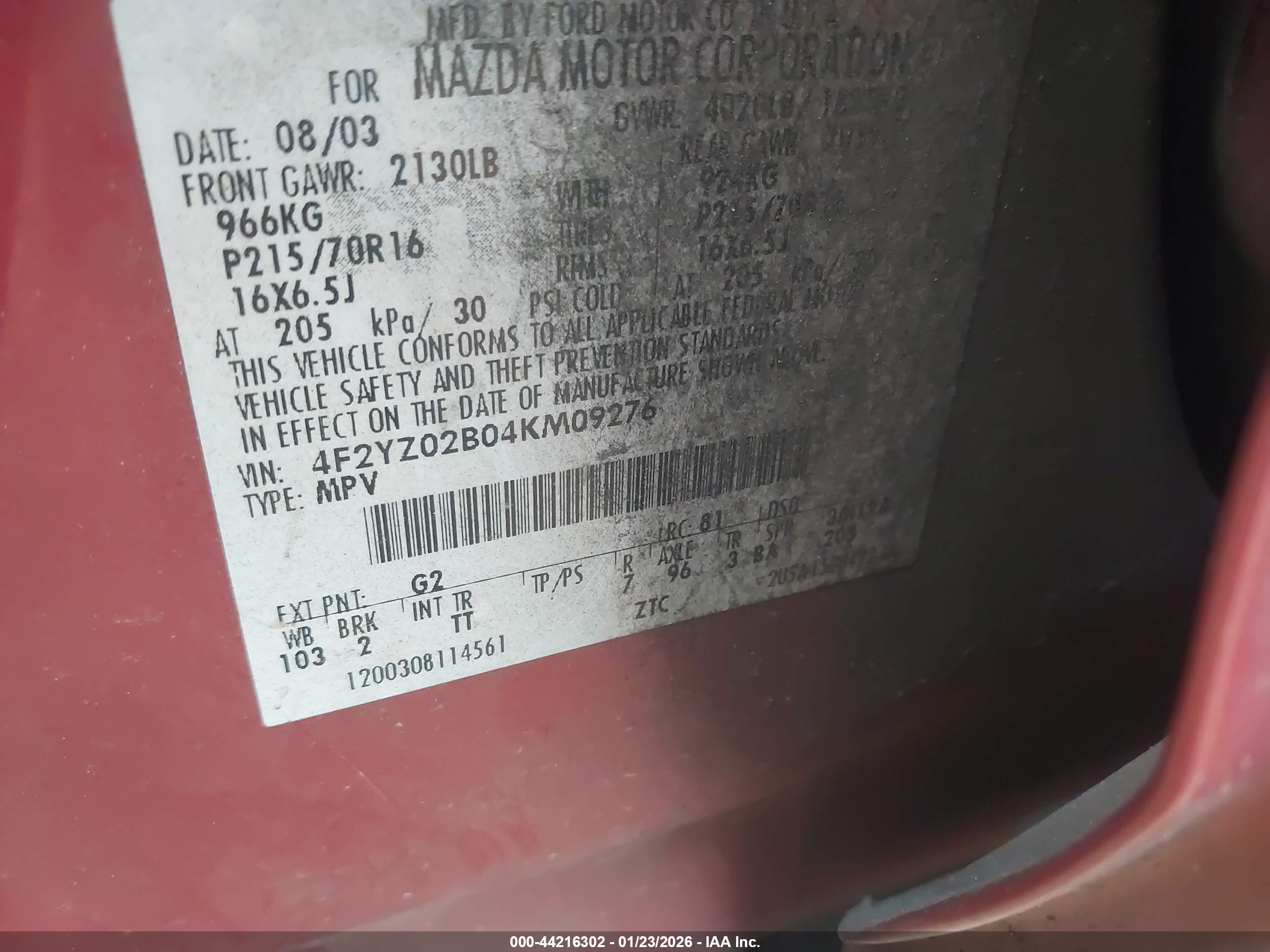 MAZDA TRIBUTE image 9