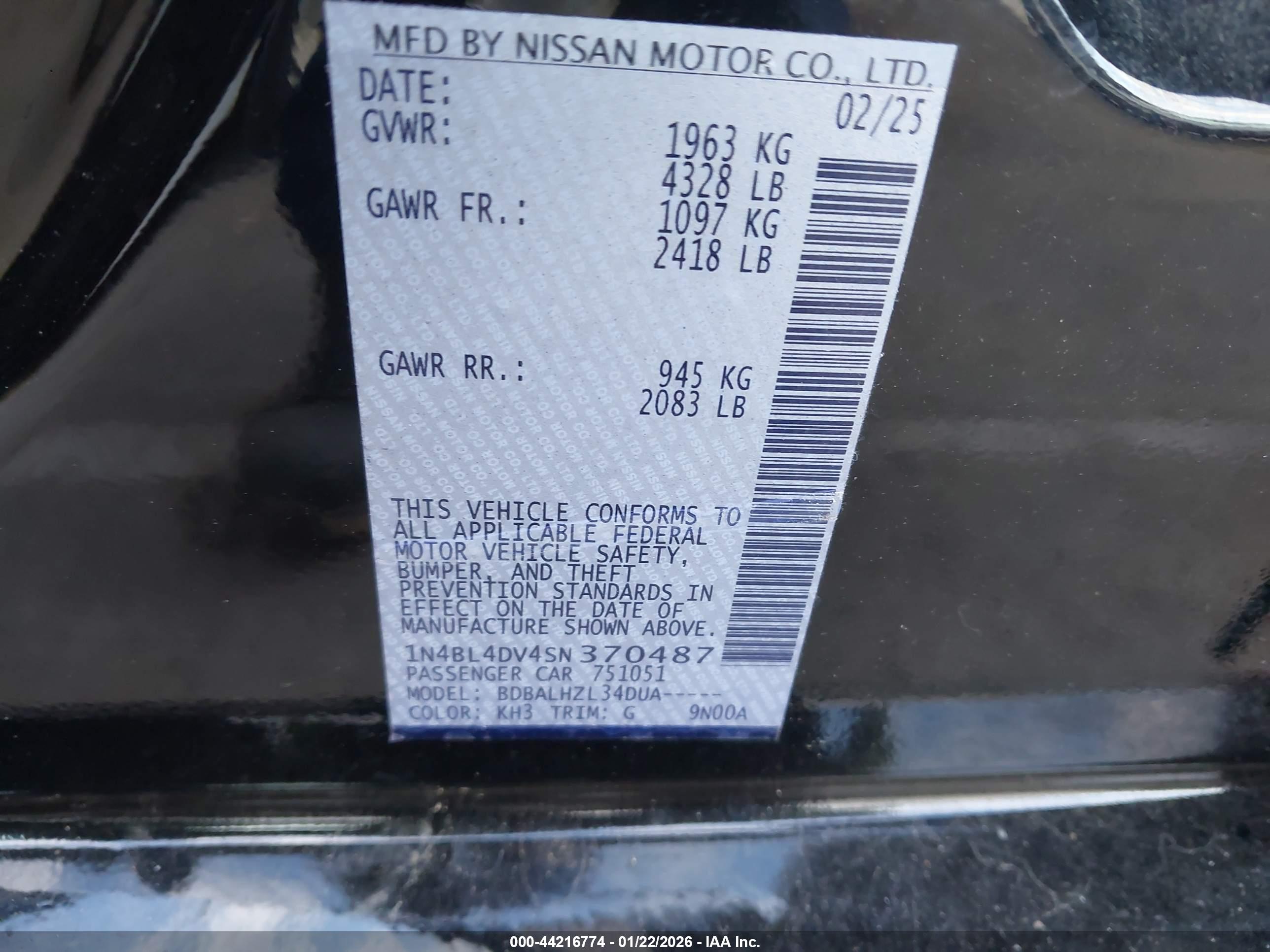 NISSAN ALTIMA image 9