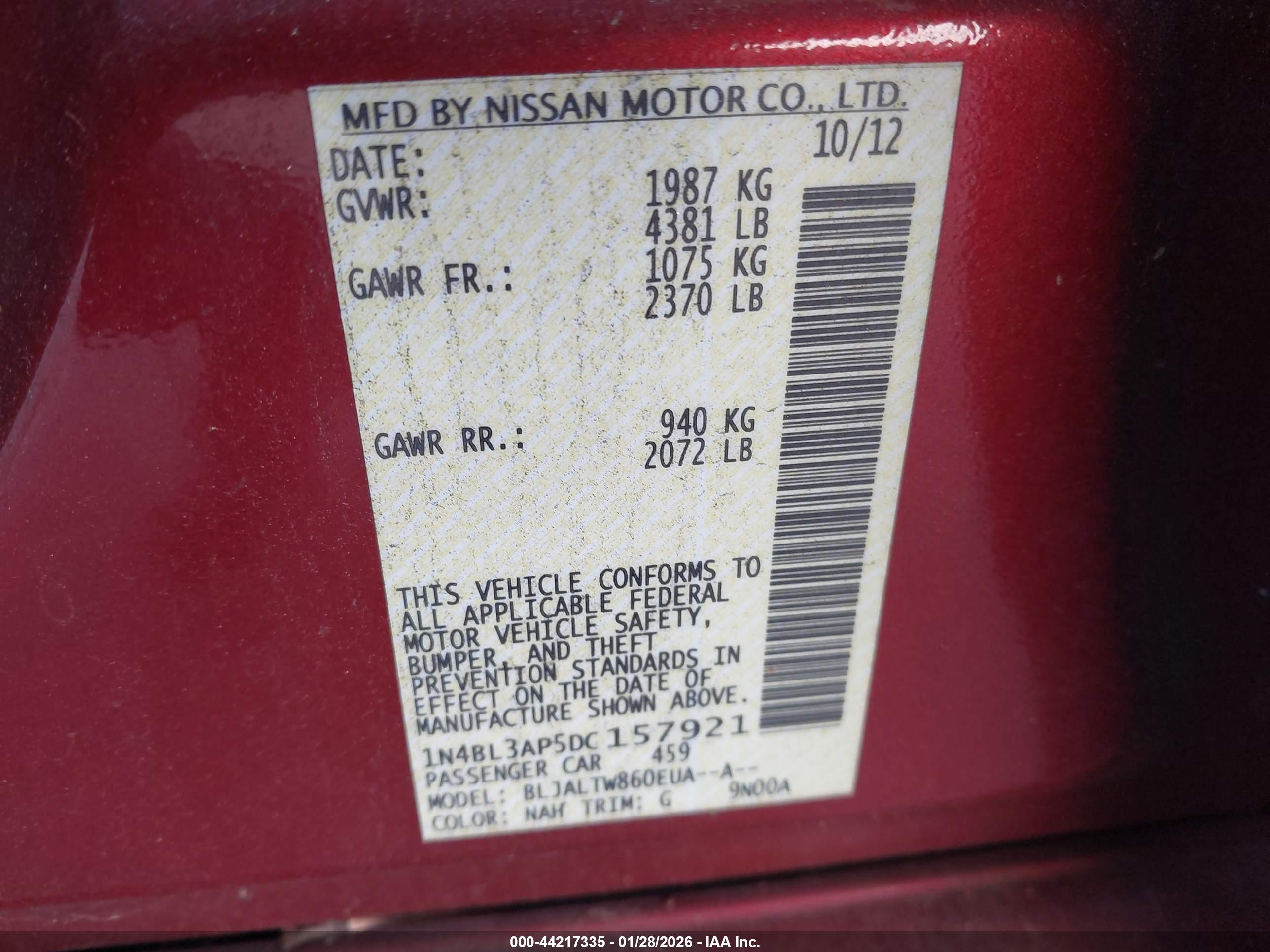 NISSAN ALTIMA image 9