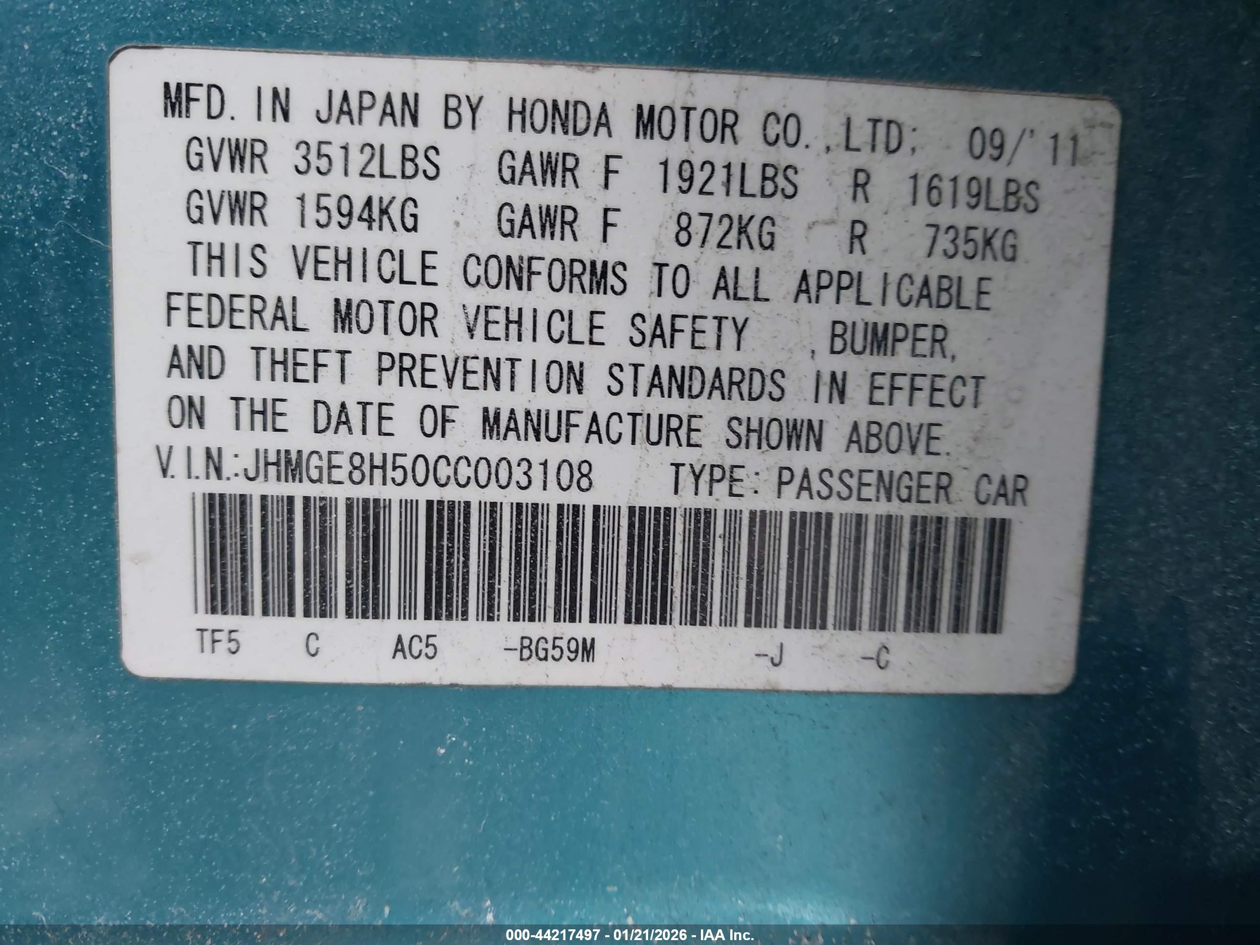 HONDA FIT image 9