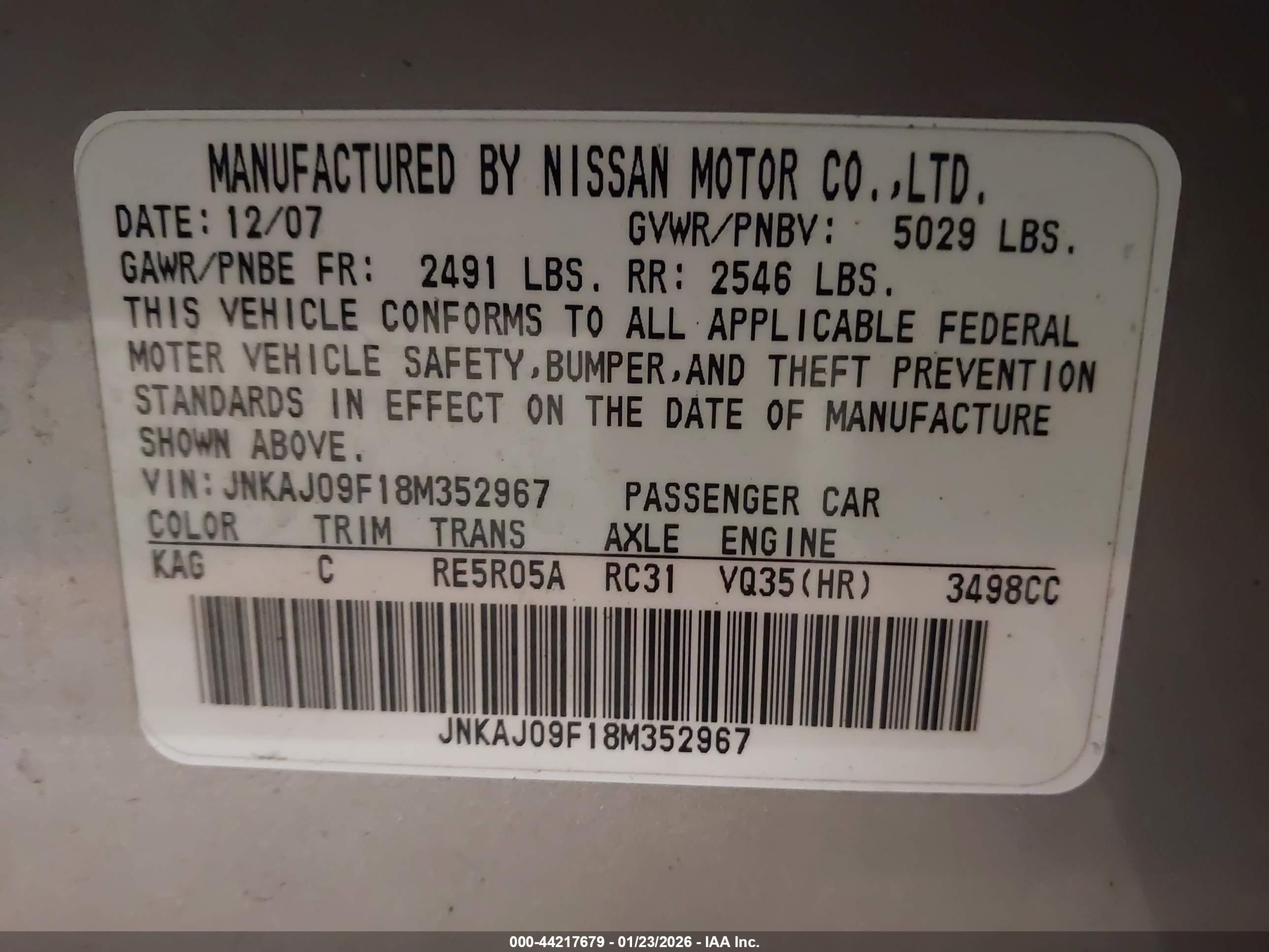 INFINITI EX35 image 9